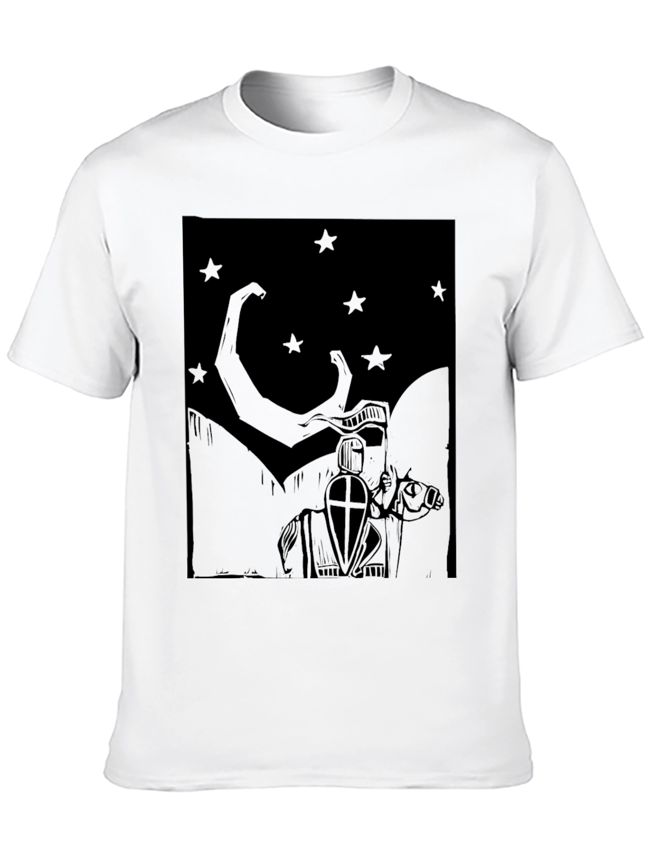 Knight & Stars Graphic Tee - Black Cotton Blend