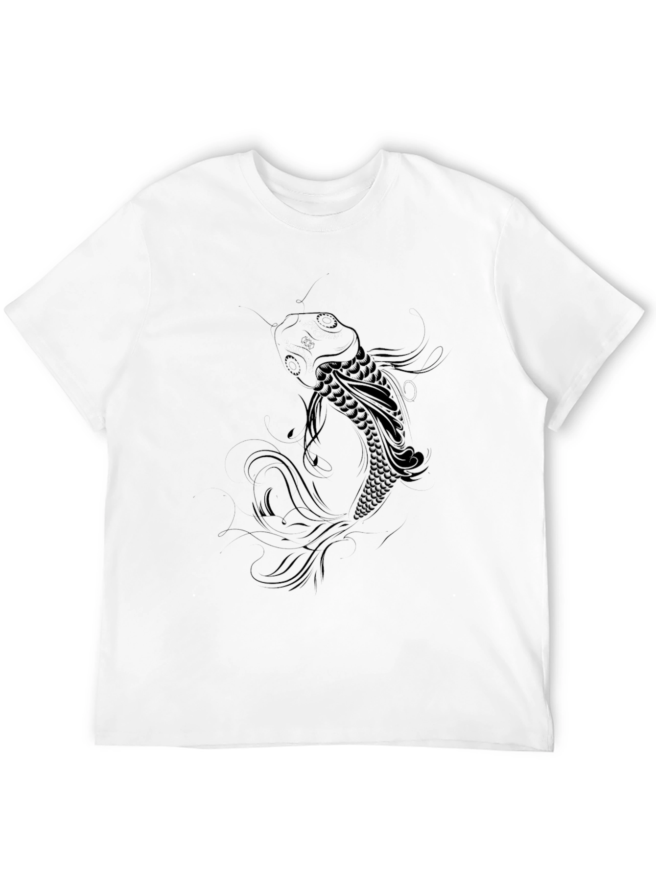 Koi Fish Graphic Tee - Black Cotton Blend