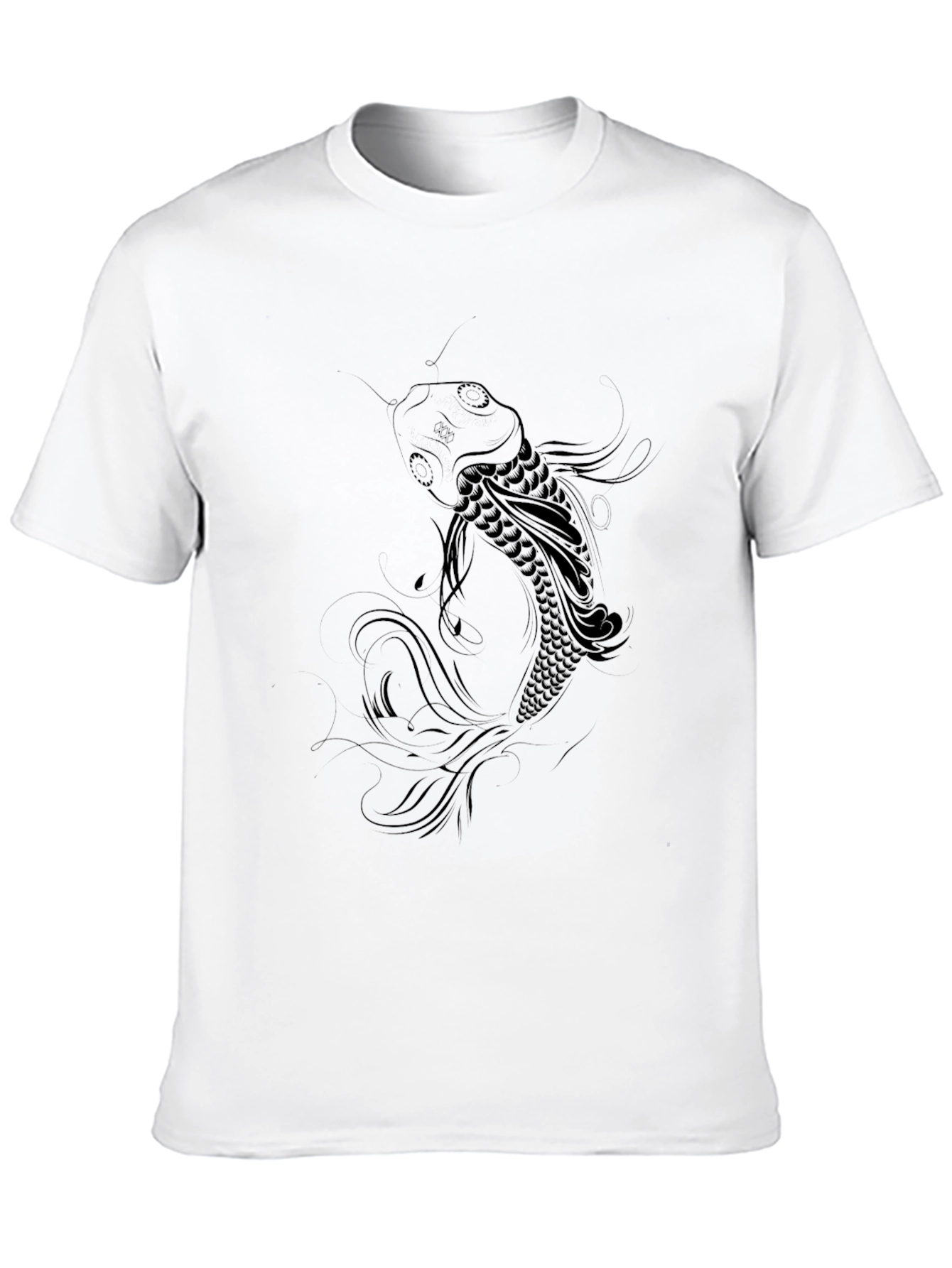 Koi Fish Graphic Tee - Black Cotton Blend