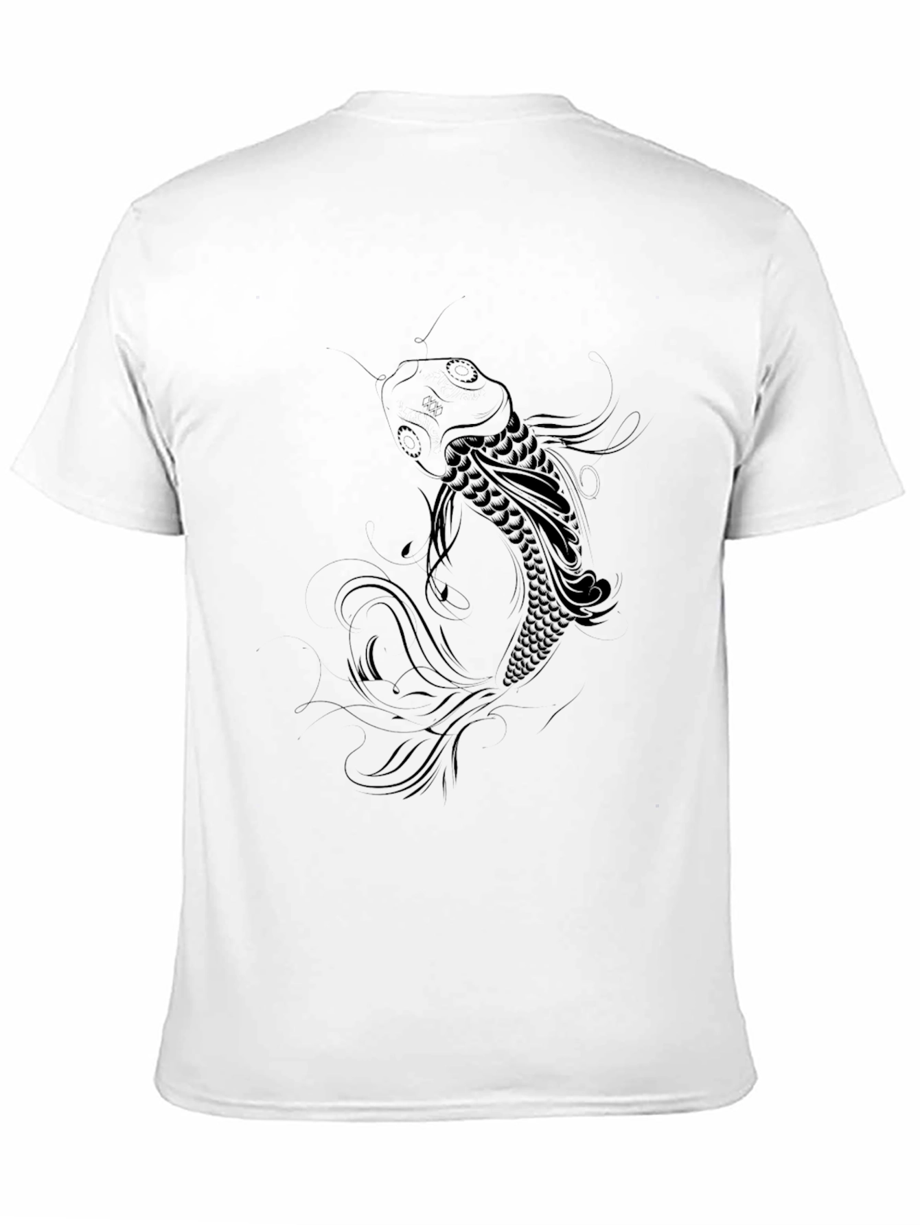 Koi Fish Graphic Tee - Black Cotton Blend