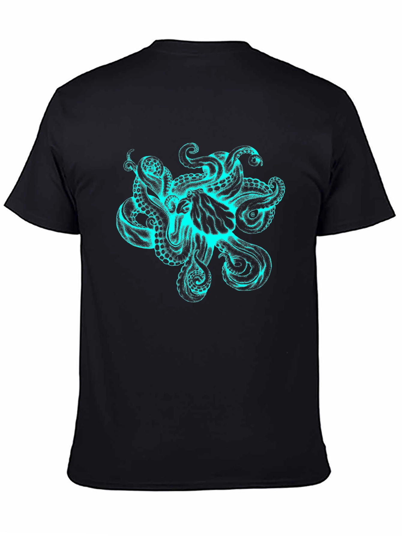 Octopus Graphic Print Mens T-Shirt - Black