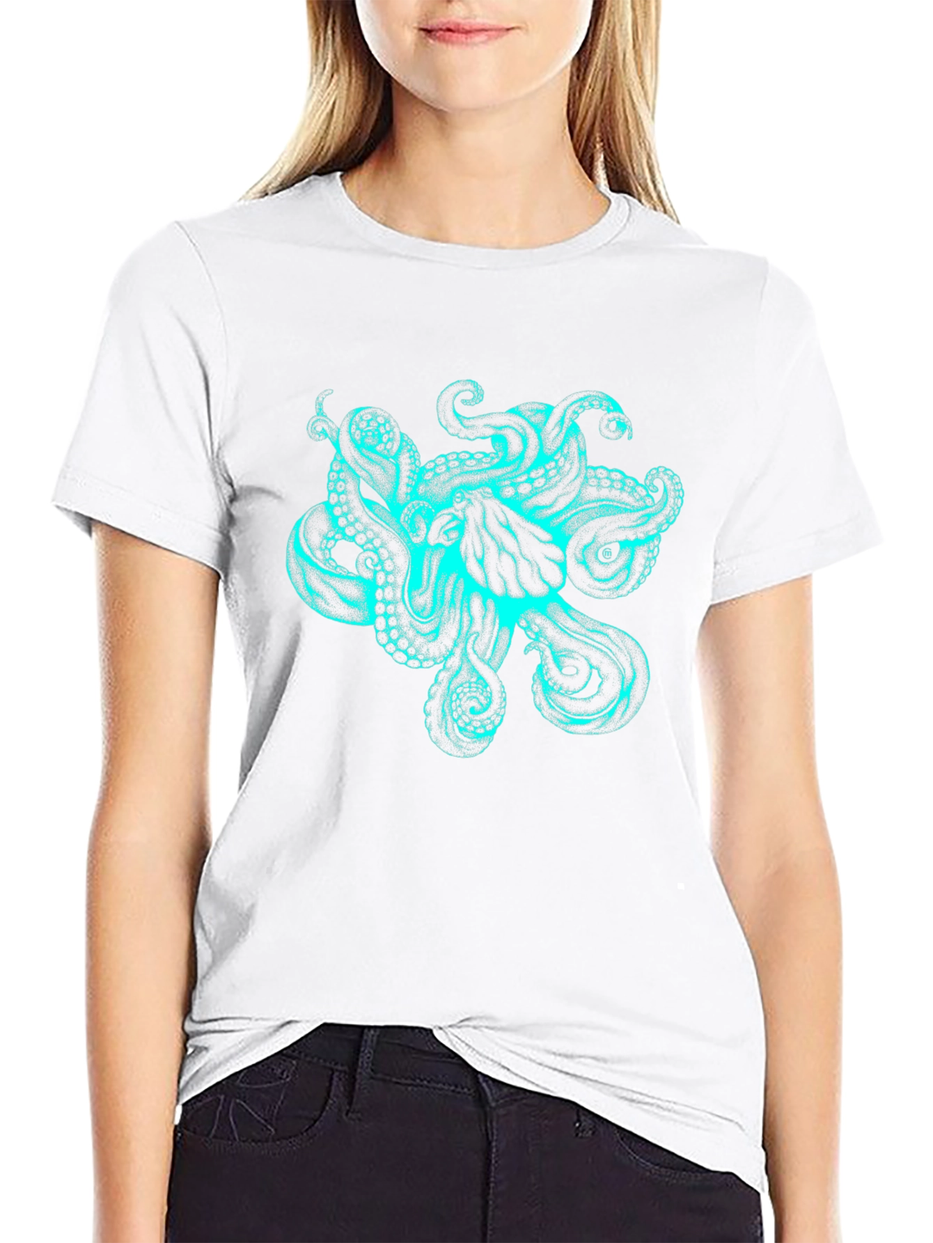 Octopus Graphic Print Mens T-Shirt - Black