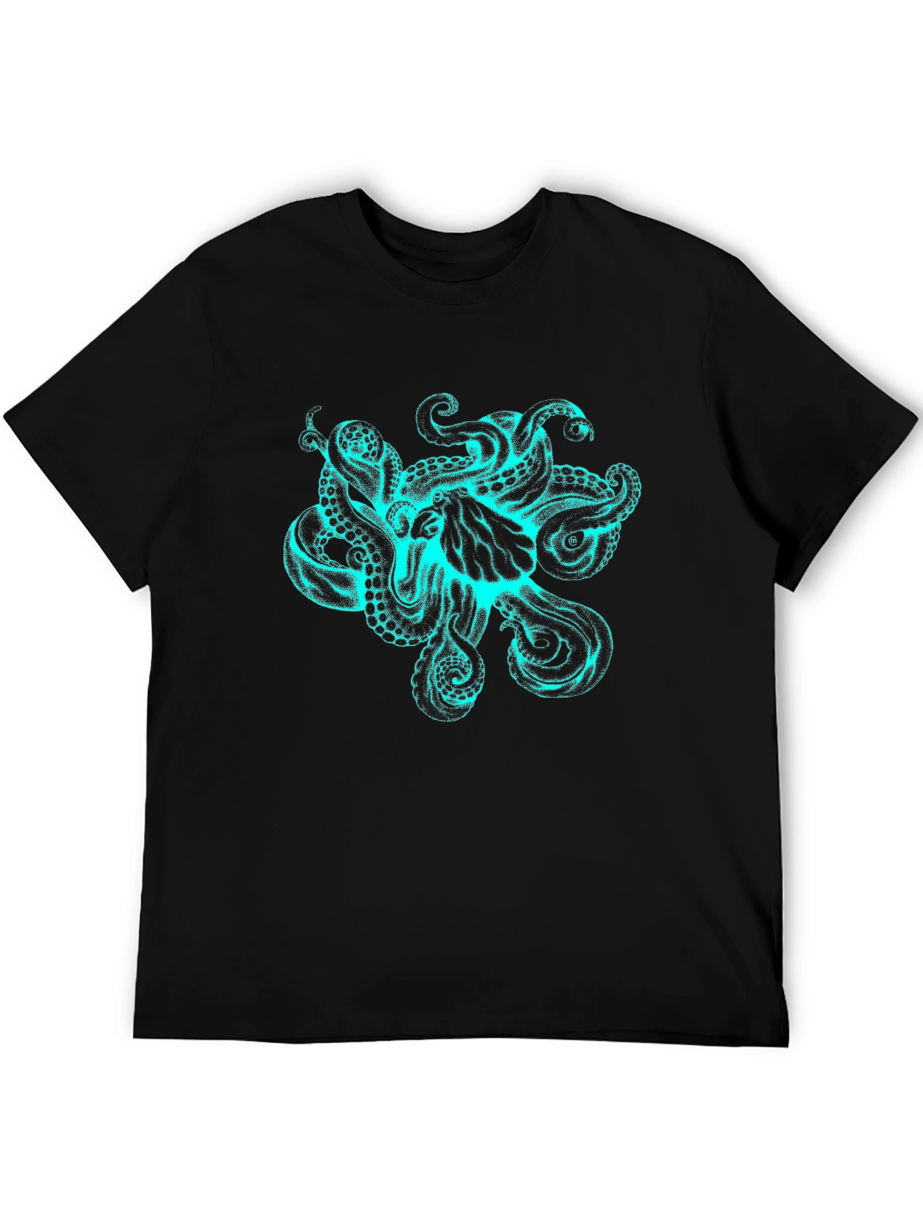 Octopus Graphic Print Mens T-Shirt - Black