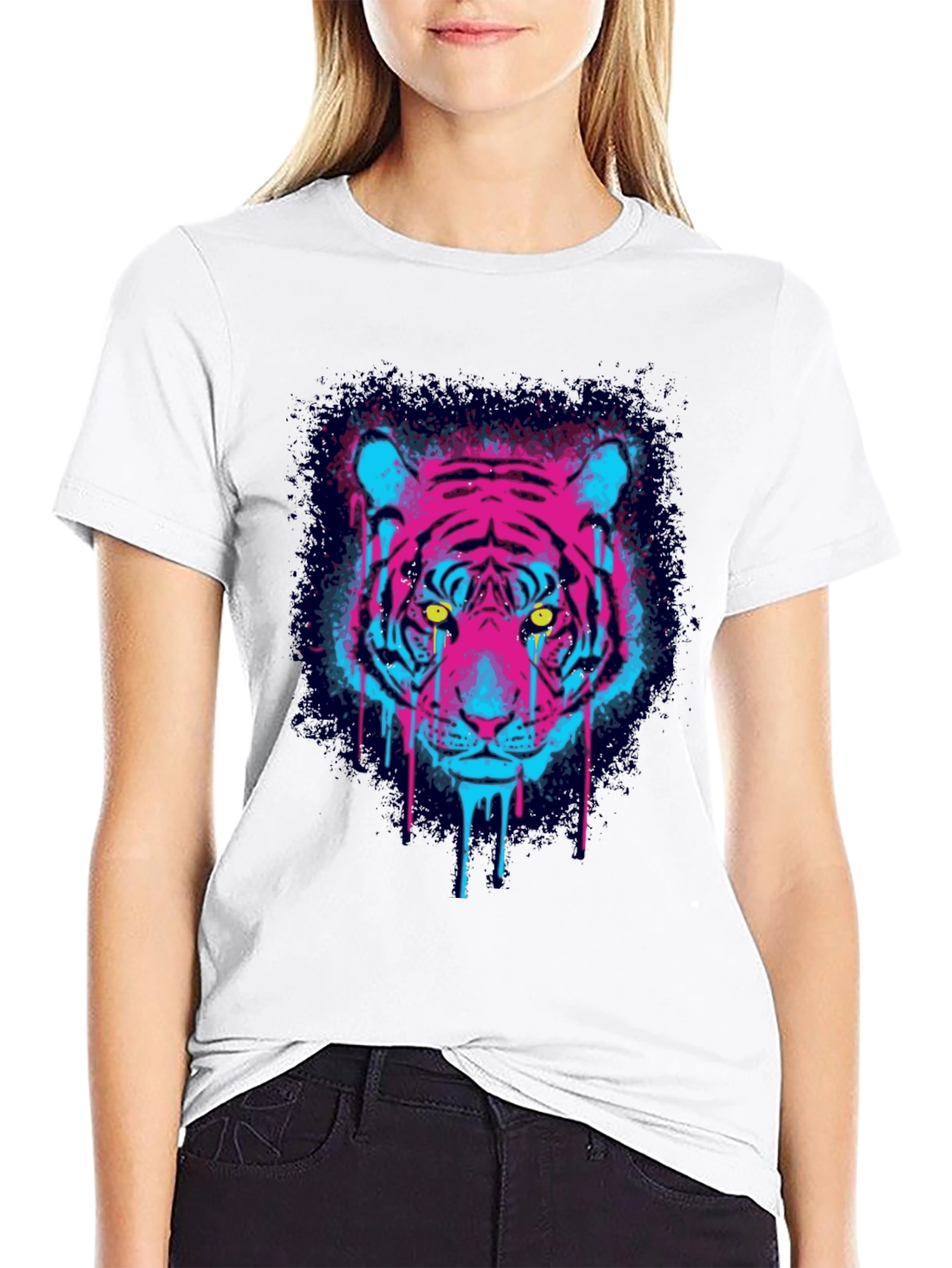 Neon Tiger Graphic Print T-Shirt