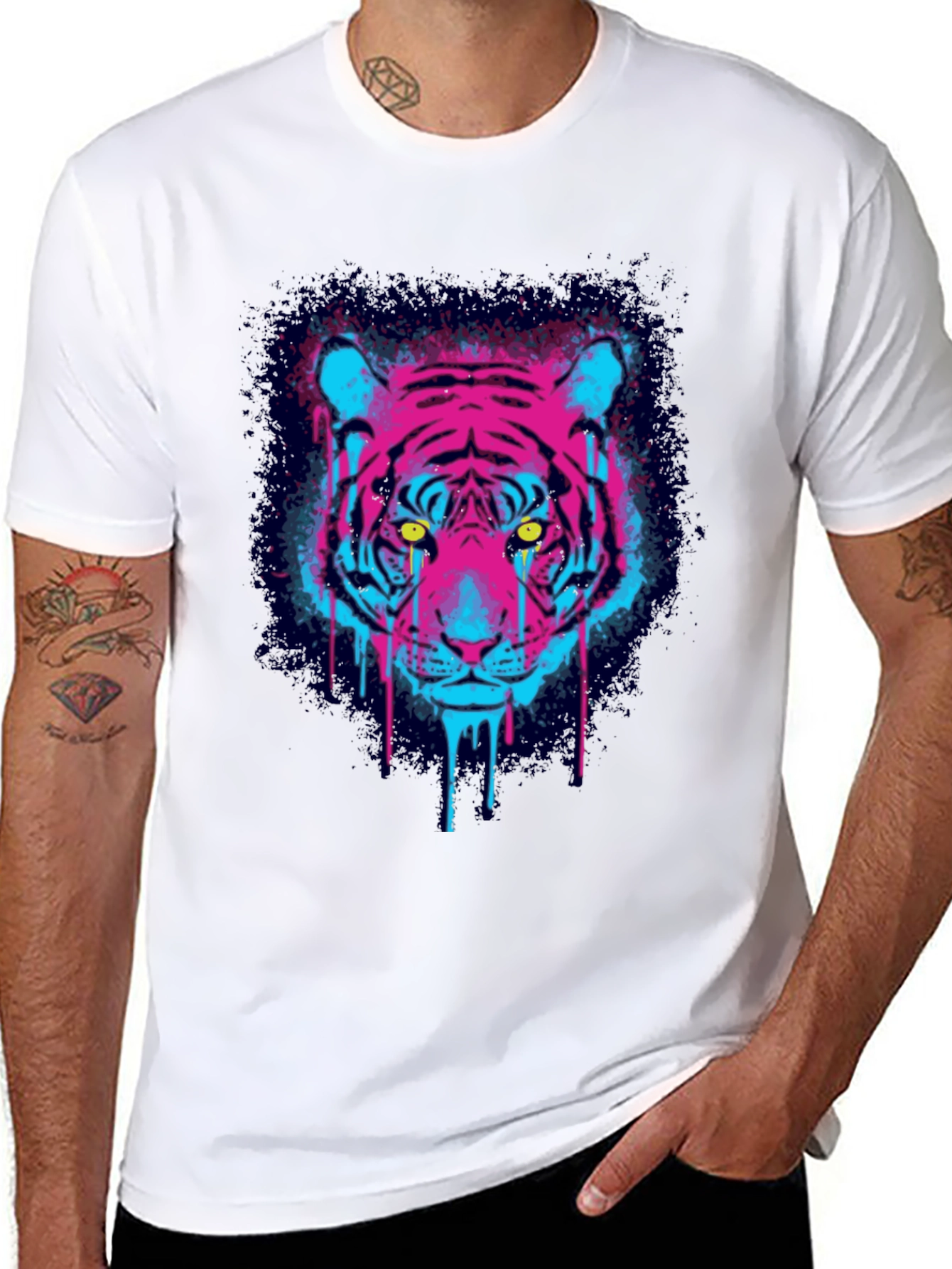 Neon Tiger Graphic Print T-Shirt