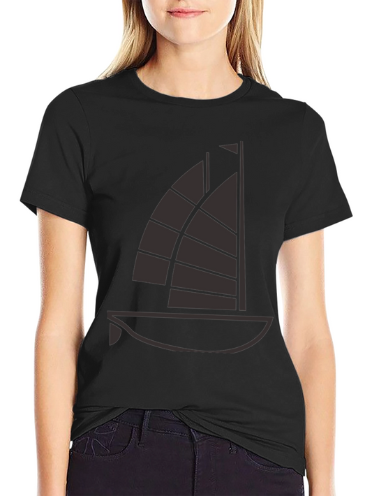 Stylish Sailboat Graphic Tee - Black Cotton Comfort