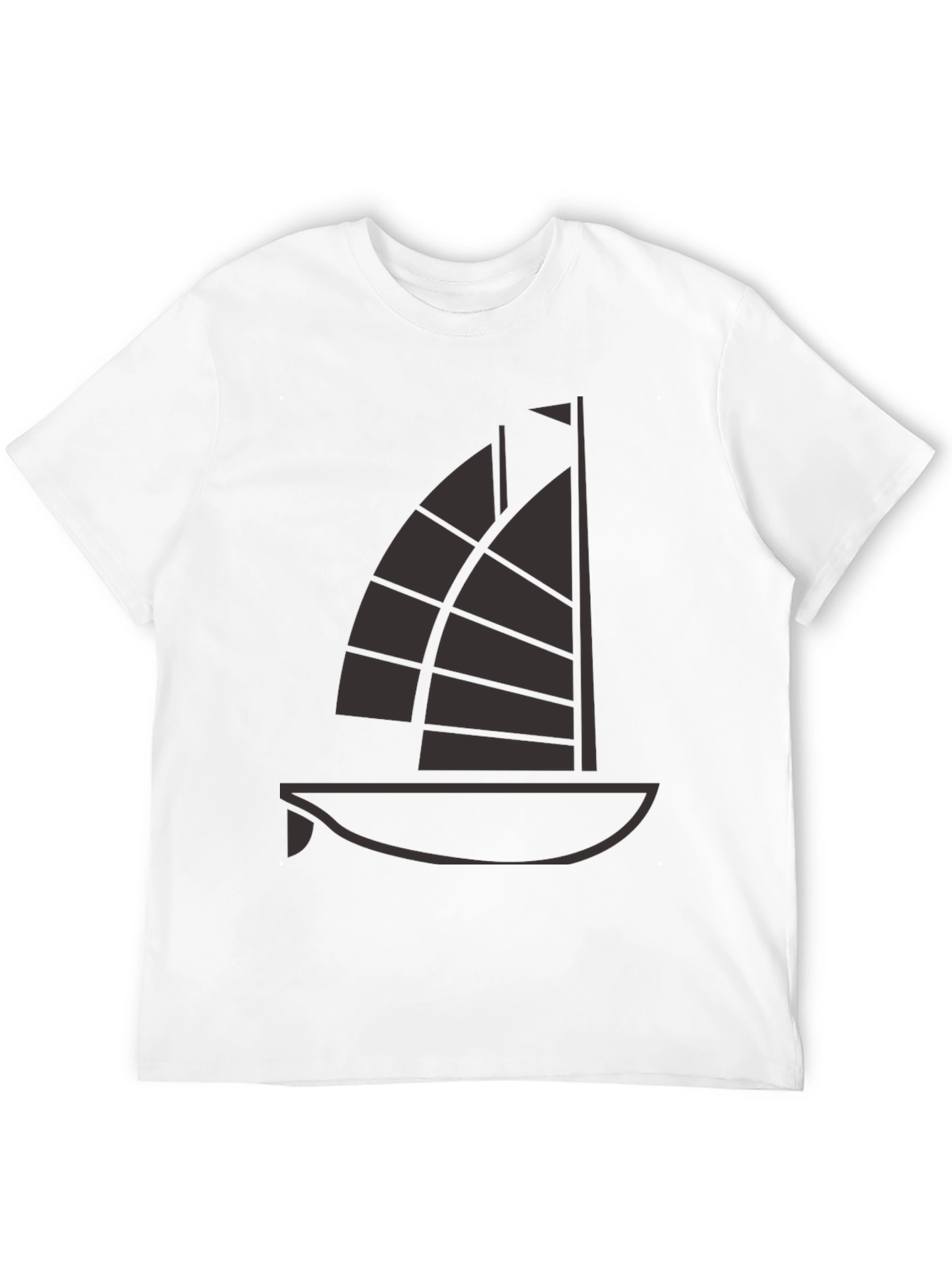 Stylish Sailboat Graphic Tee - Black Cotton Comfort