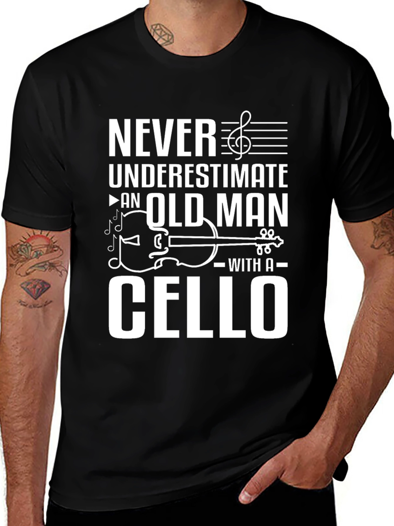 Never Underestimate Old Man Cello Musician T-Shirt
