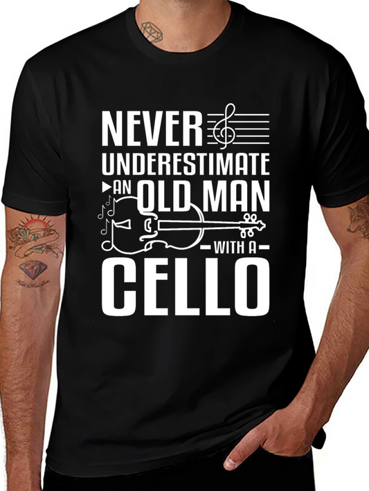 Never Underestimate Old Man Cello Musician T-Shirt