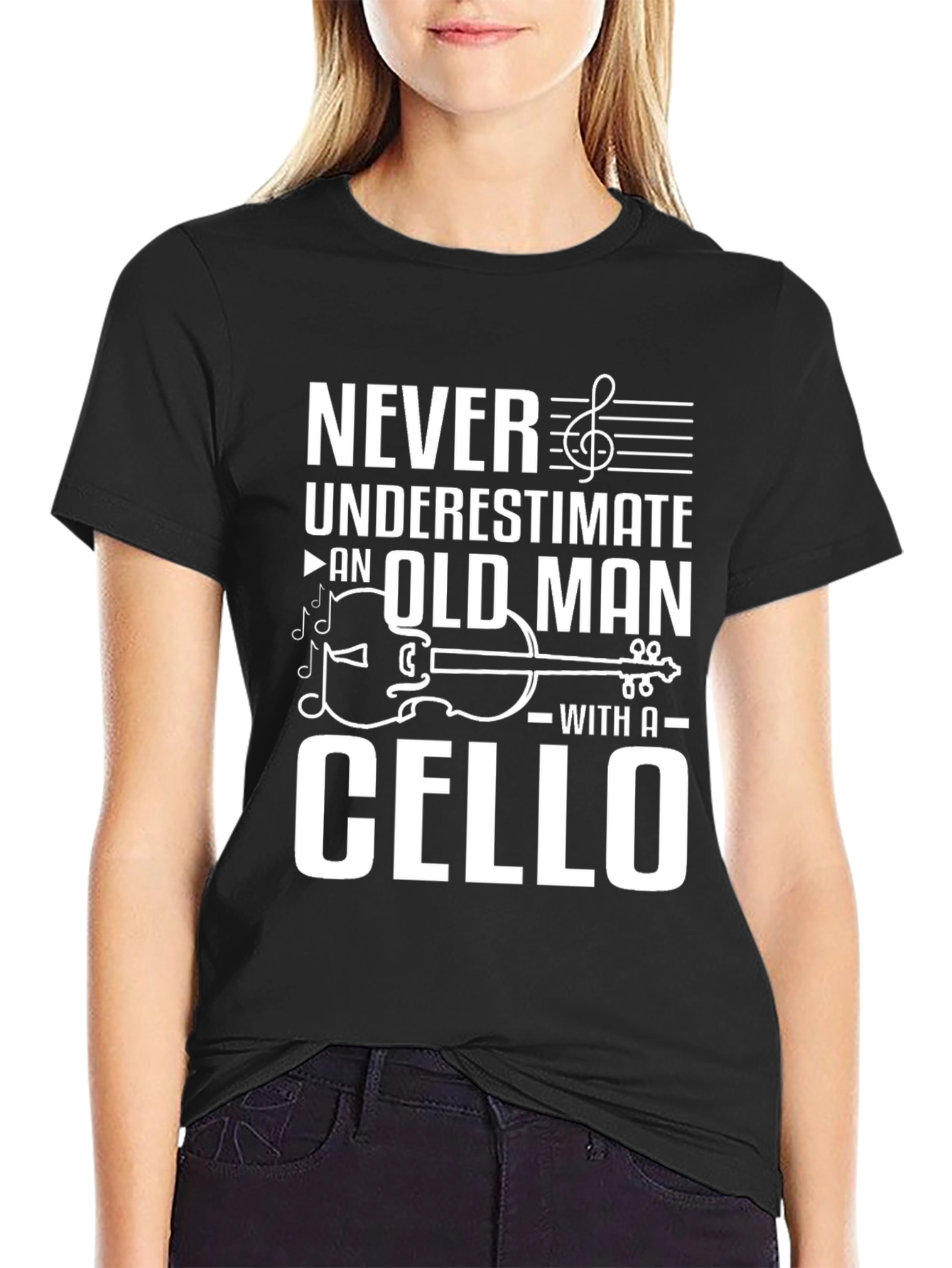 Never Underestimate Old Man Cello Musician T-Shirt
