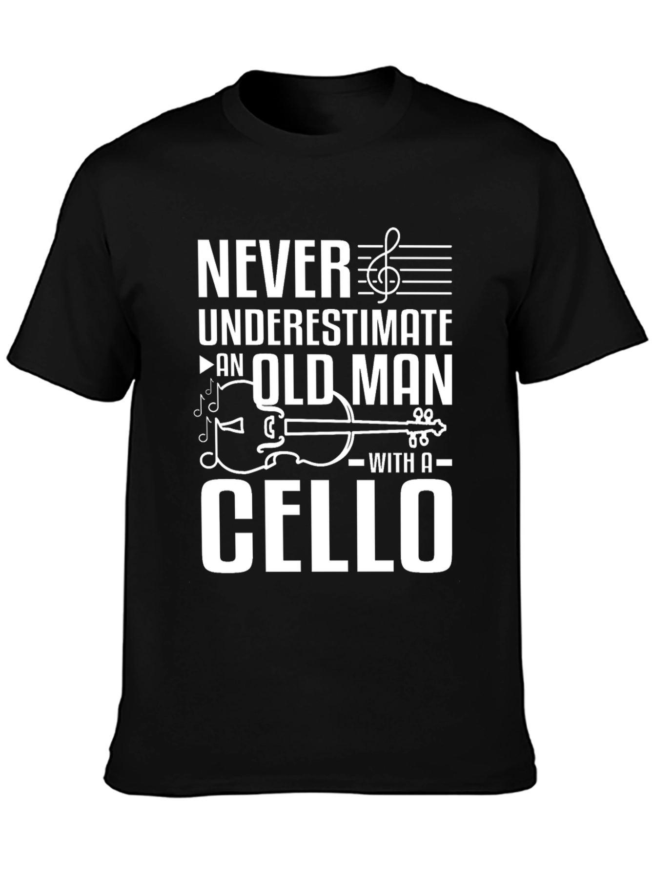 Never Underestimate Old Man Cello Musician T-Shirt