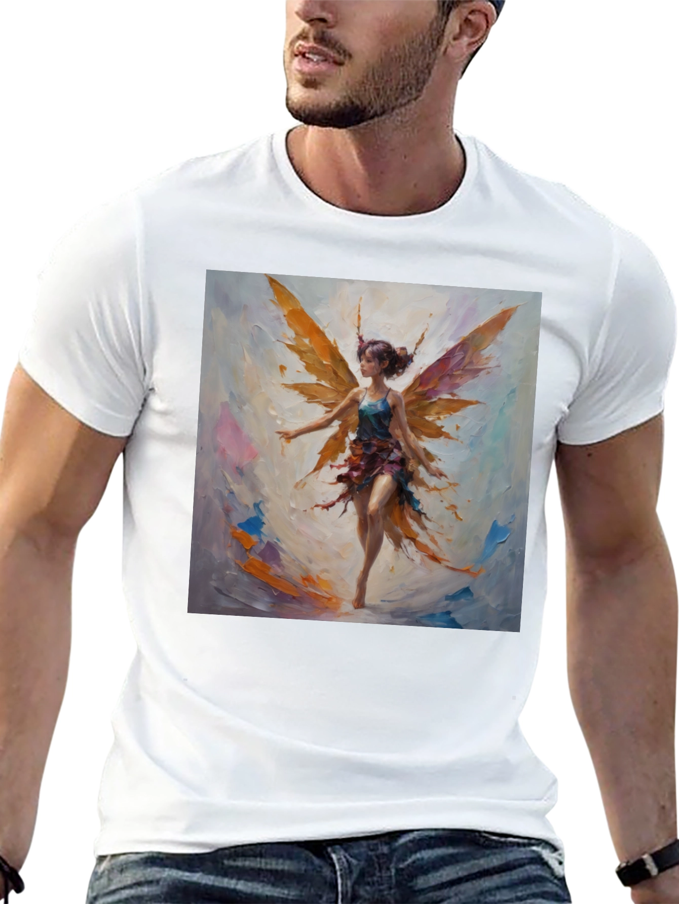 Fantasy Fairy Graphic Tee - Artistic Black T-Shirt