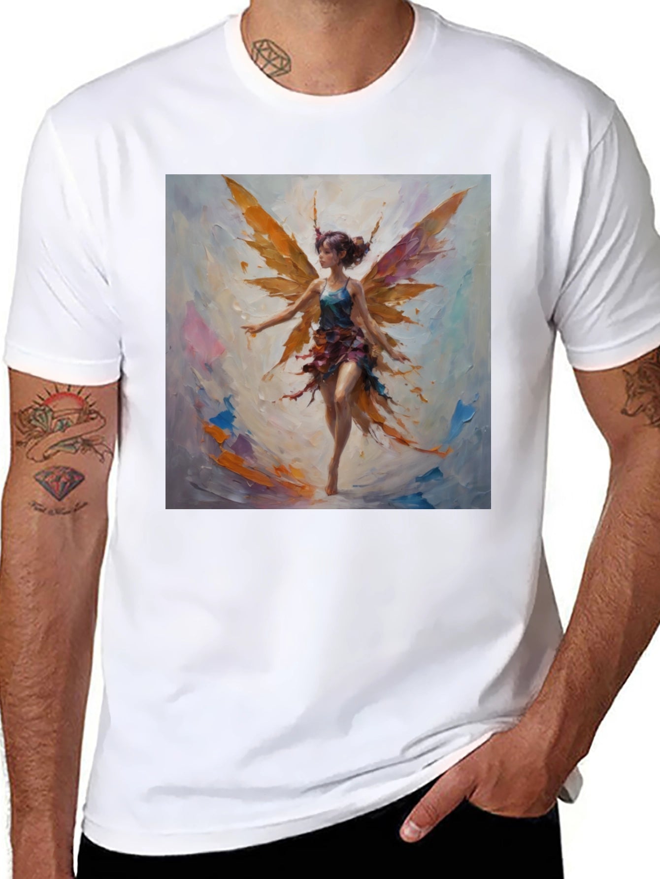 Fantasy Fairy Graphic Tee - Artistic Black T-Shirt
