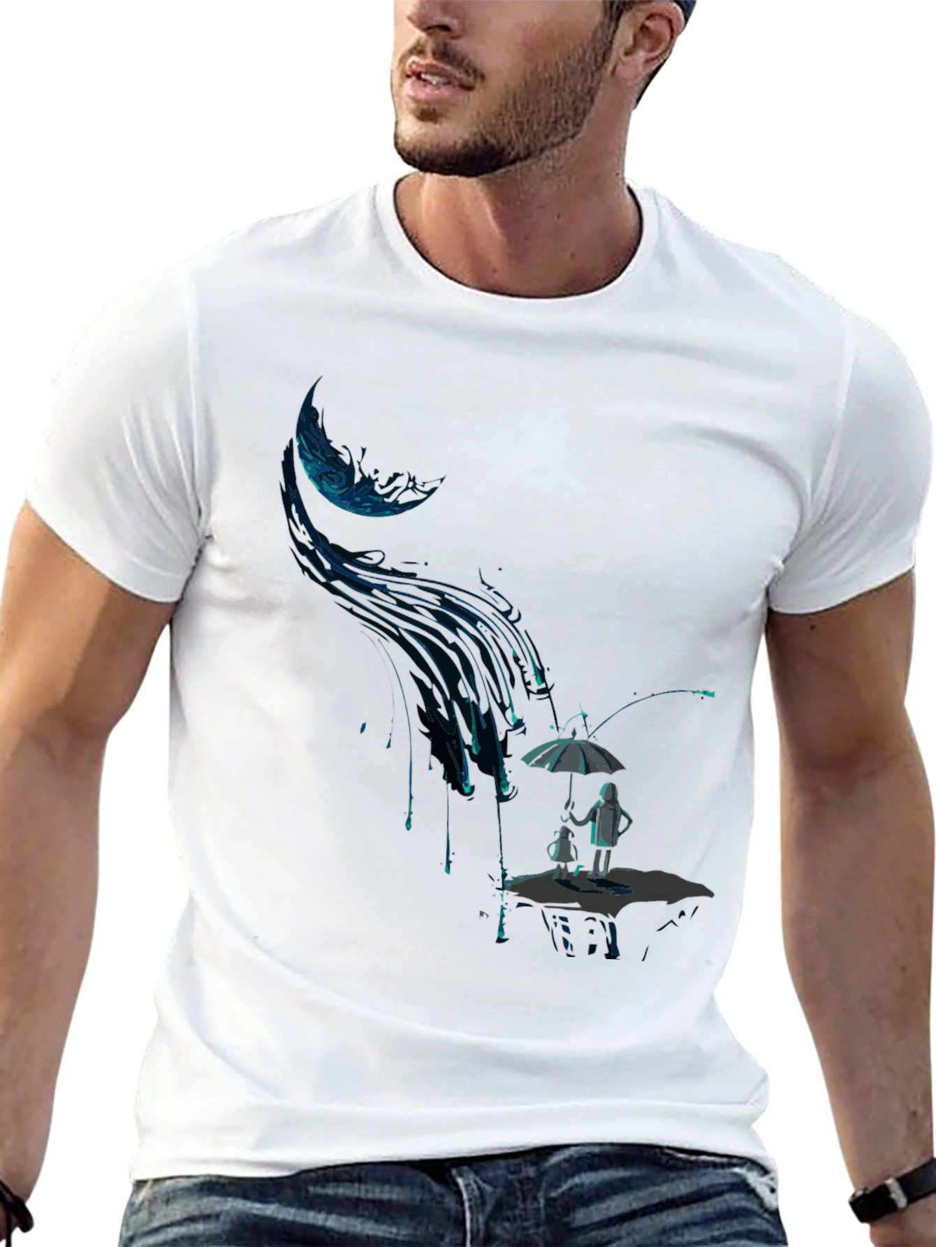 Abstract Rain Black T-Shirt