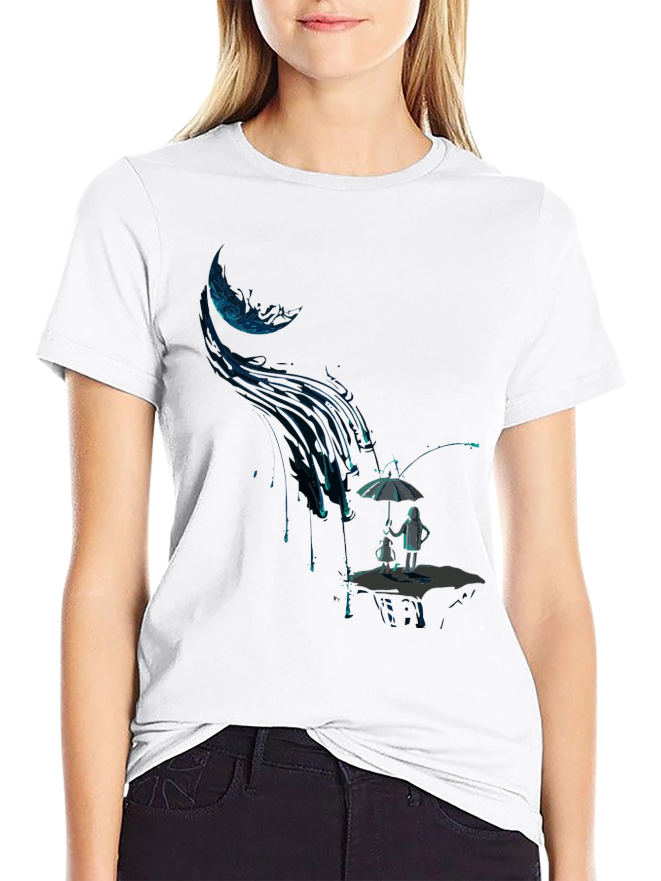Abstract Rain Black T-Shirt