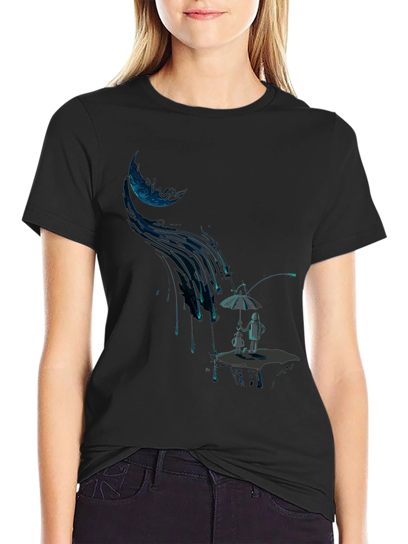 Abstract Rain Black T-Shirt