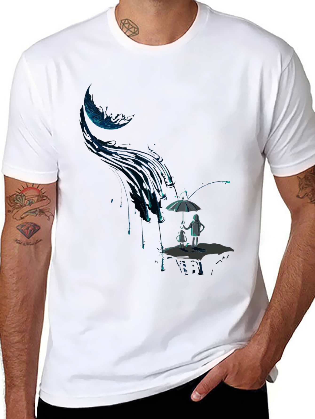 Abstract Rain Black T-Shirt