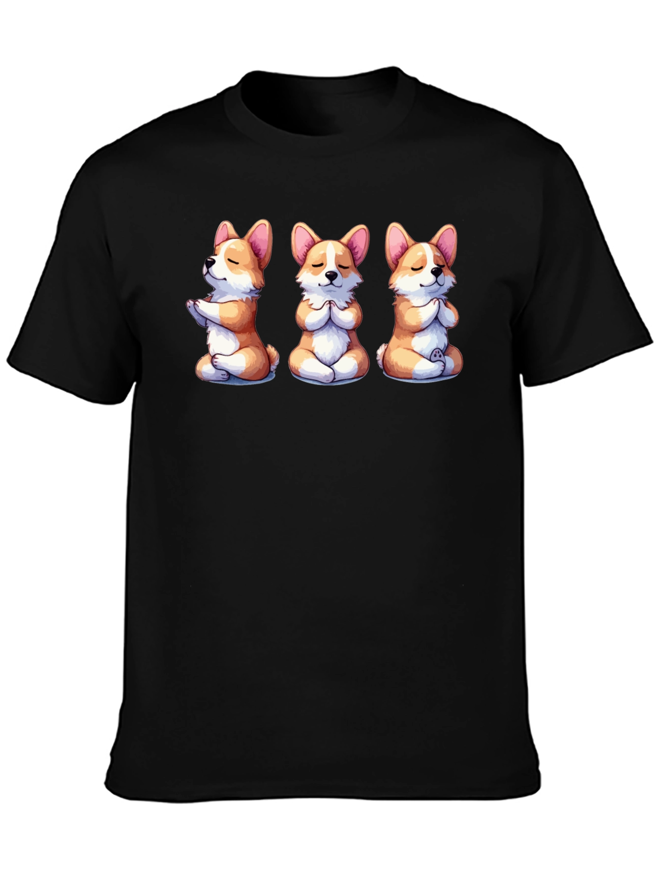 Meditating Corgis T-Shirt - Black