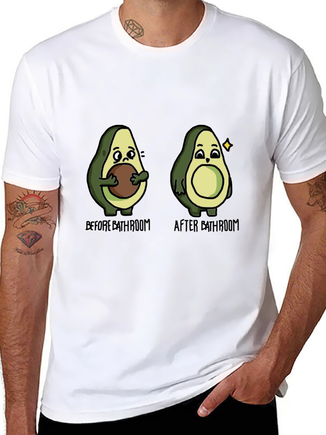 Avocado Before & After Bathroom Humor T-Shirt