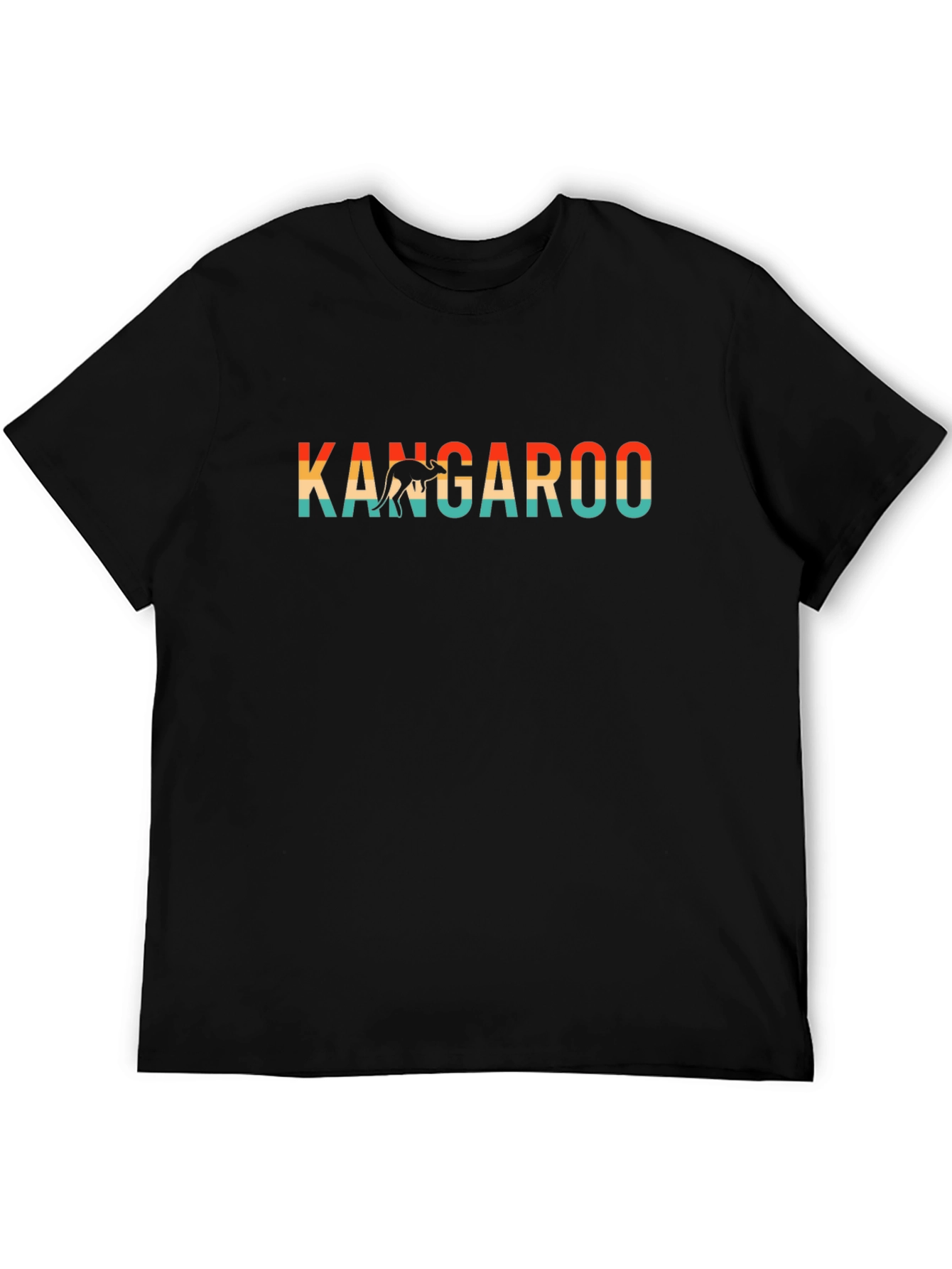 Kangaroo Graphic Tee - Retro Design Black T-Shirt