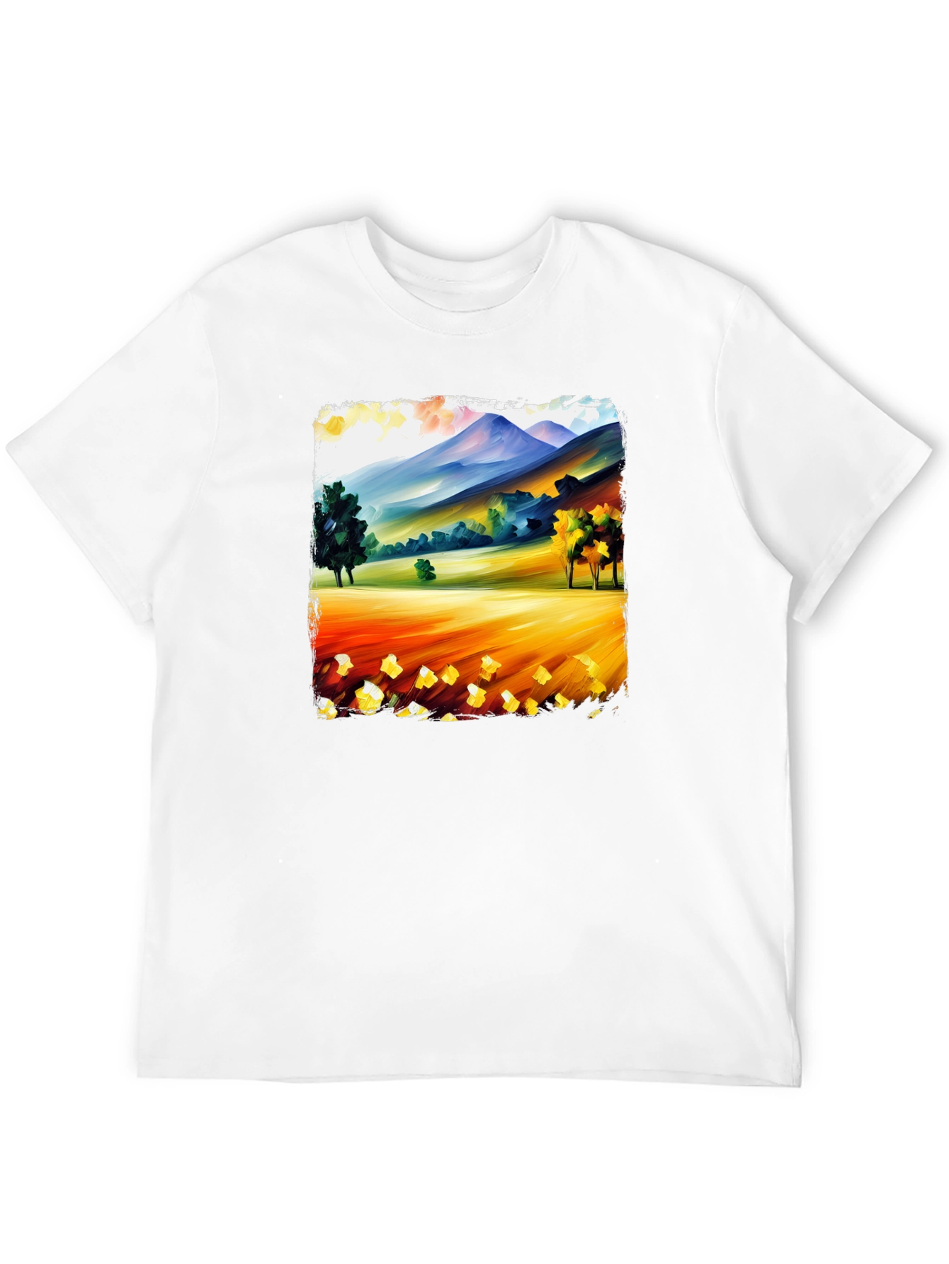 Painted Landscape Tee - Black Cotton T-Shirt