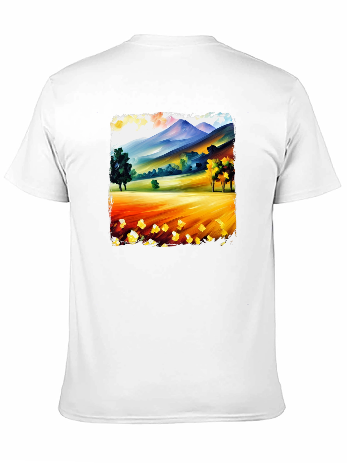 Painted Landscape Tee - Black Cotton T-Shirt