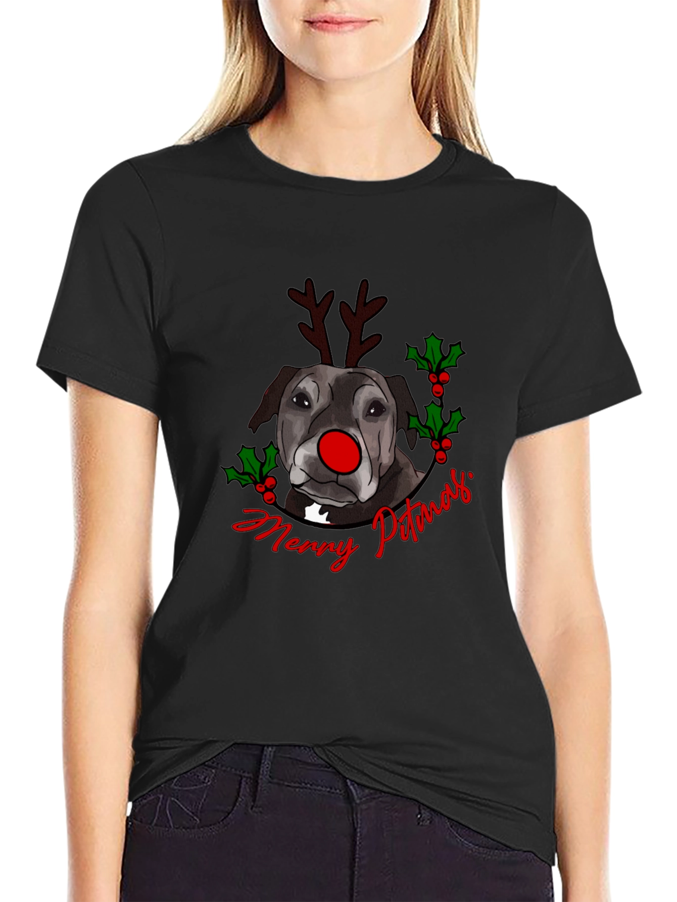 Merry Pitmas Dog Christmas T-Shirt