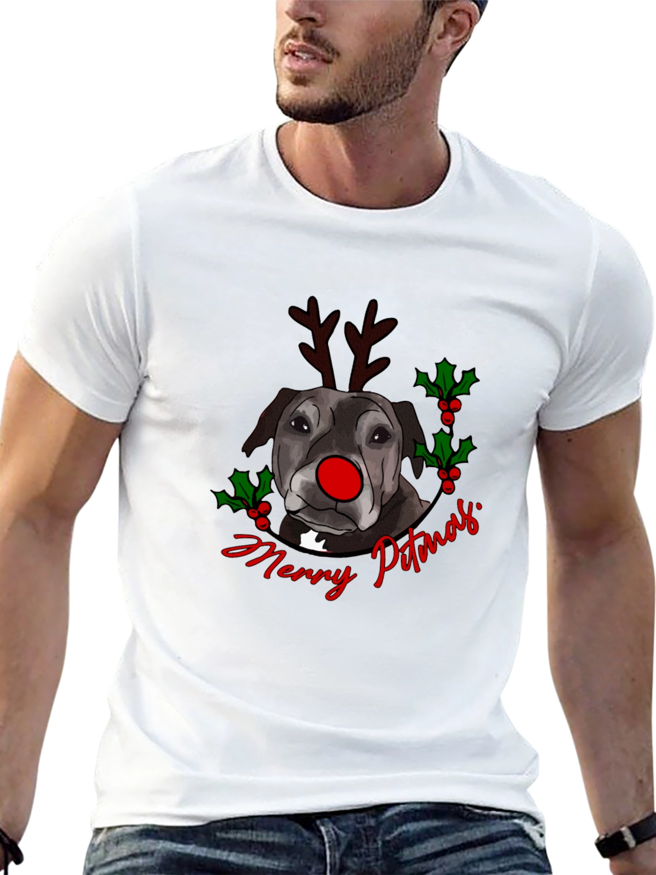 Merry Pitmas Dog Christmas T-Shirt