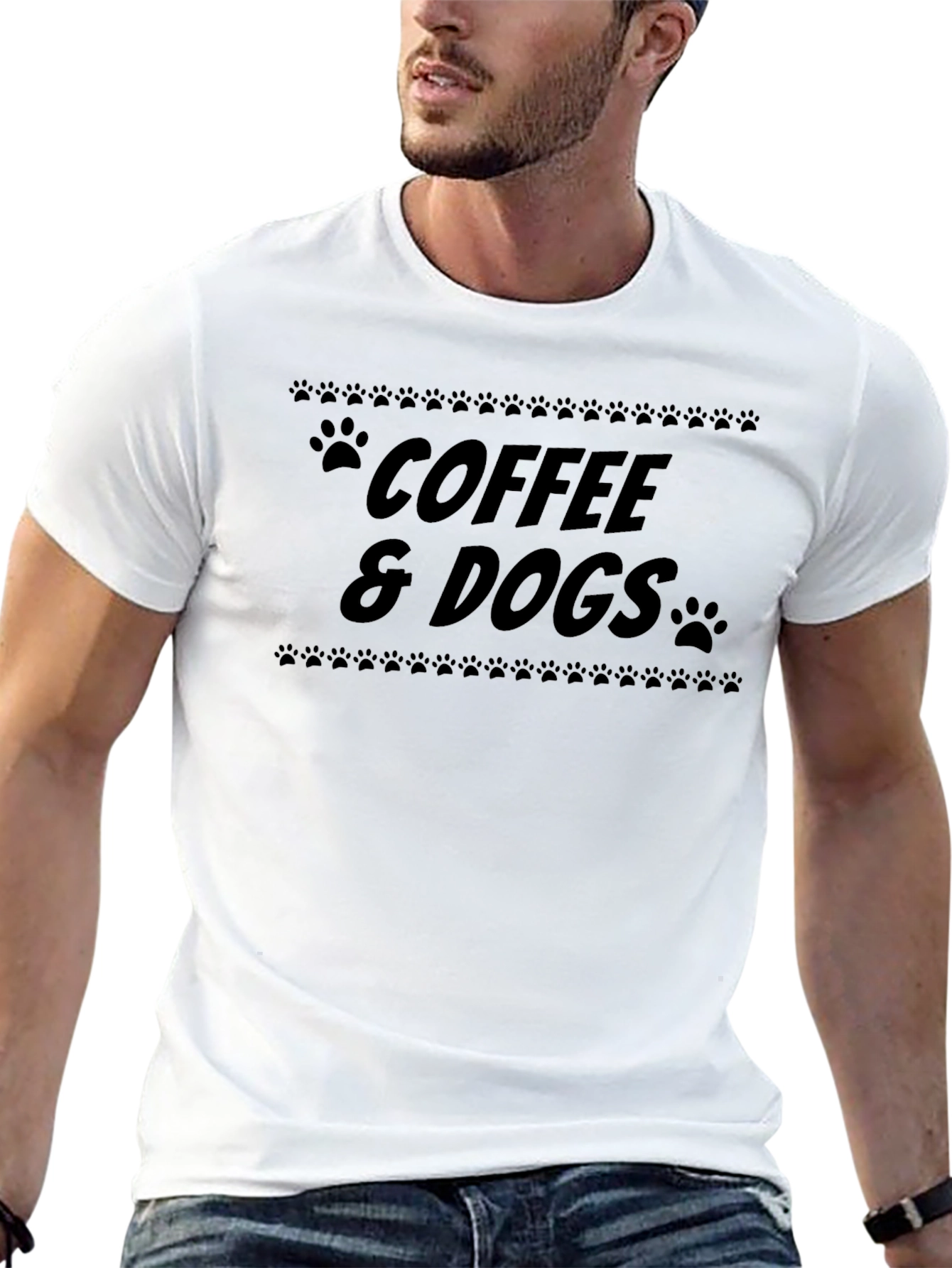 Coffee & Dogs Black Graphic T-Shirt