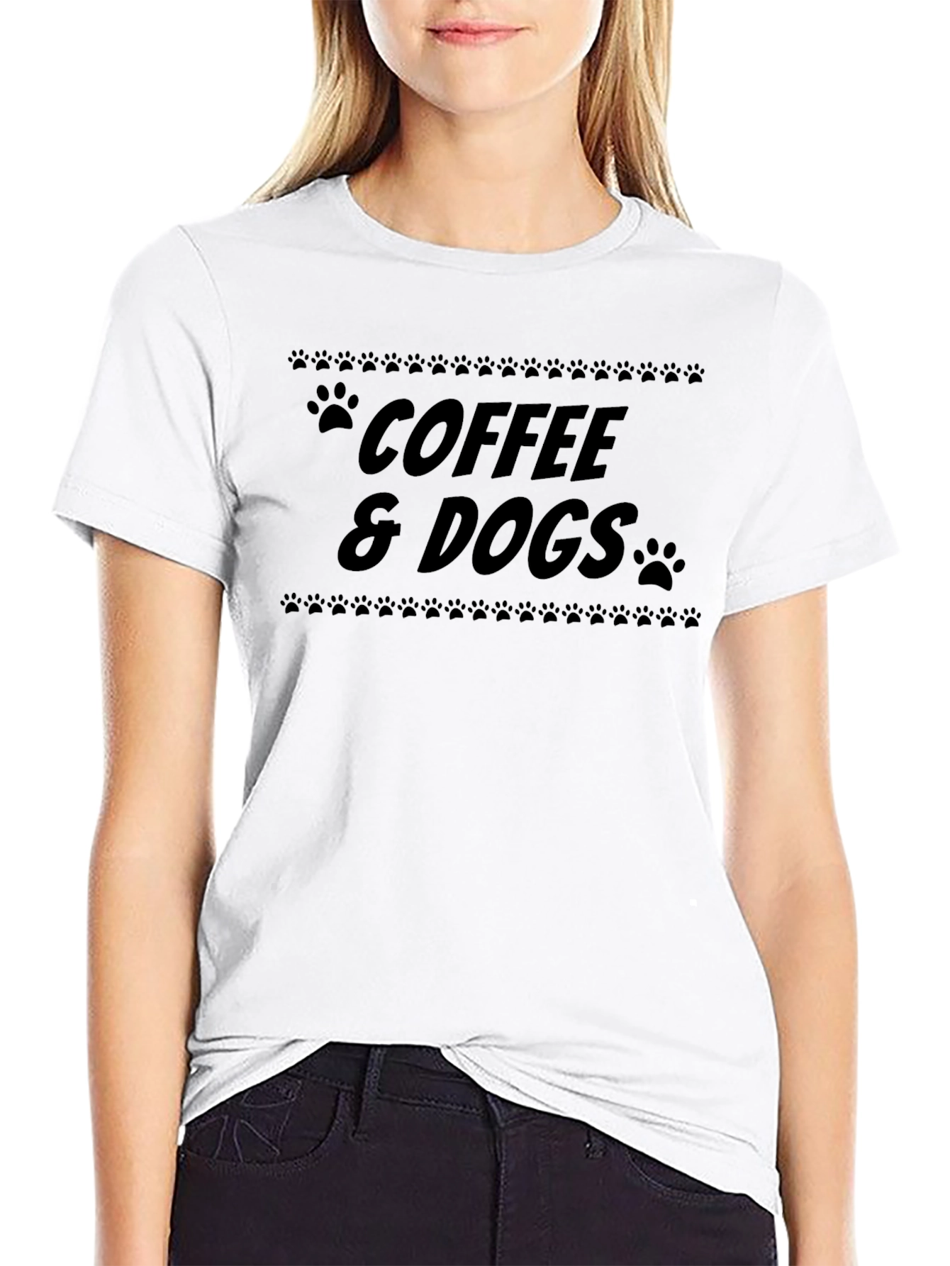 Coffee & Dogs Black Graphic T-Shirt