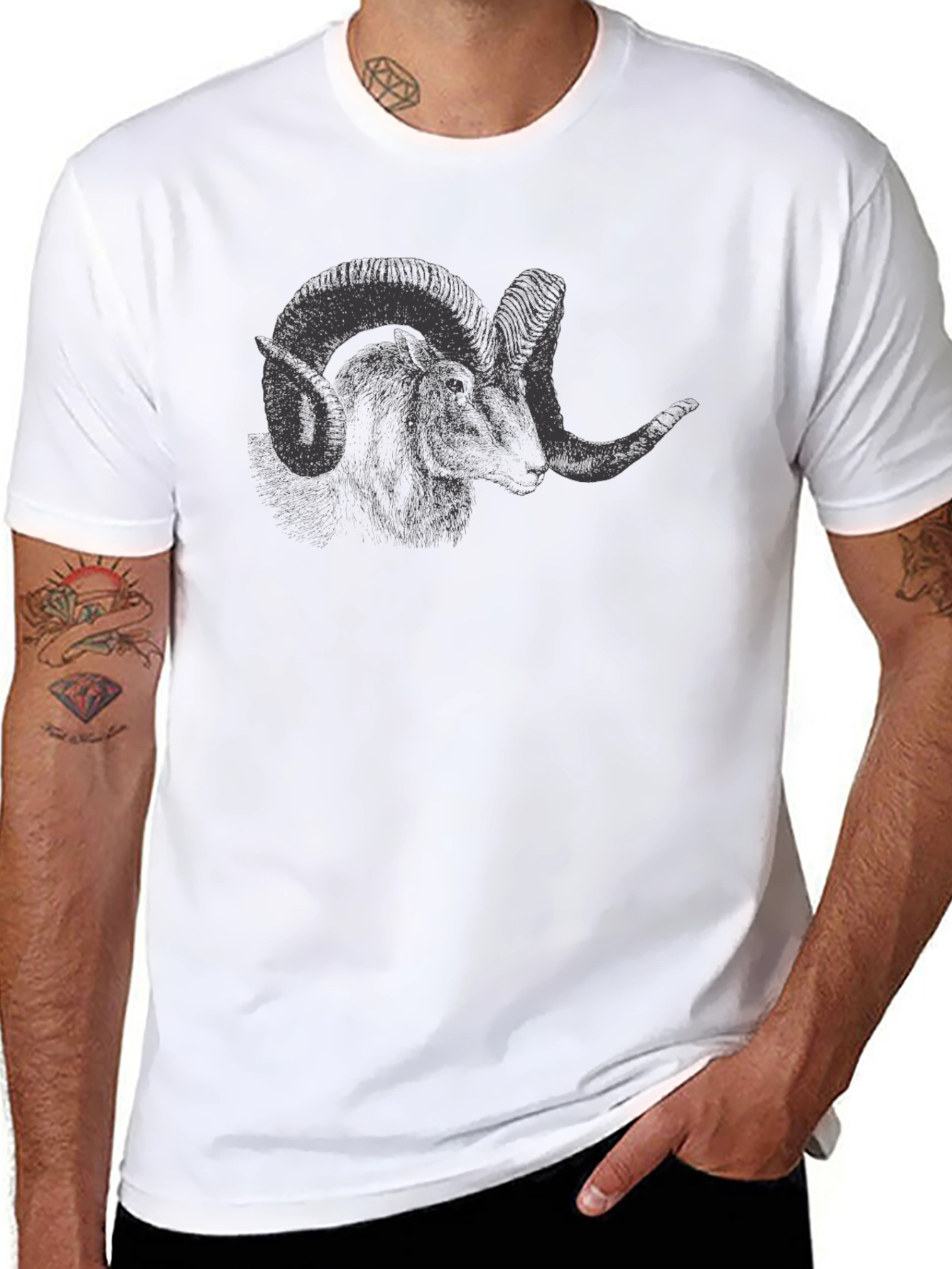 Ram Graphic Tee - Black Cotton T-Shirt
