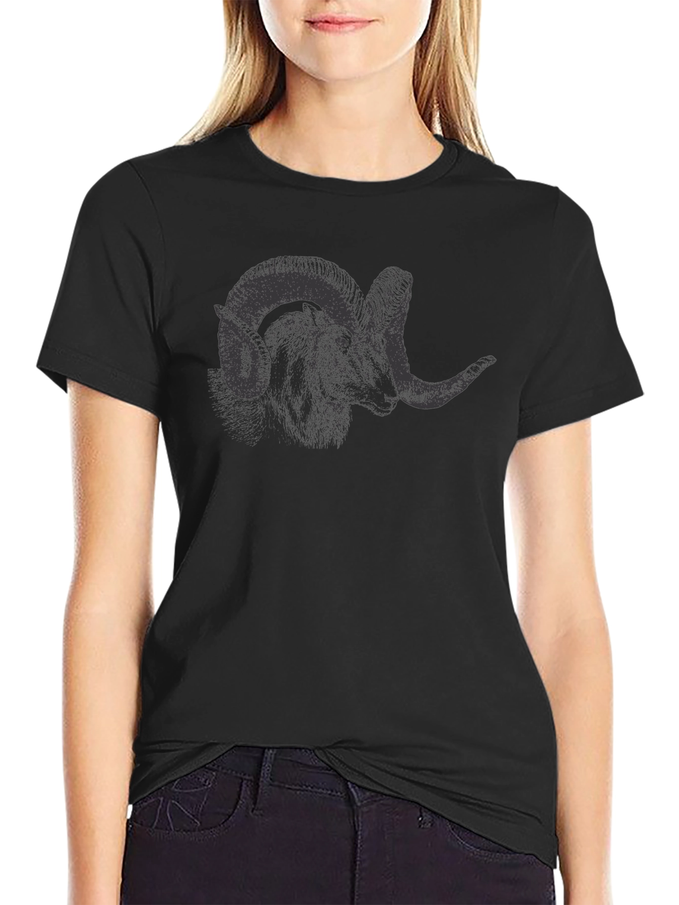 Ram Graphic Tee - Black Cotton T-Shirt