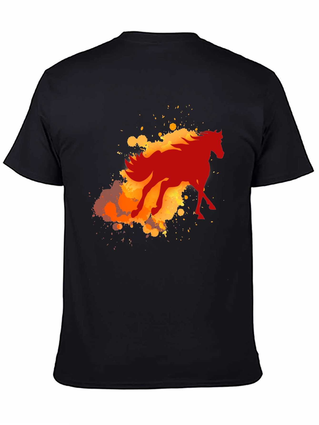 Fiery Horse Graphic Tee - Black Cotton Blend