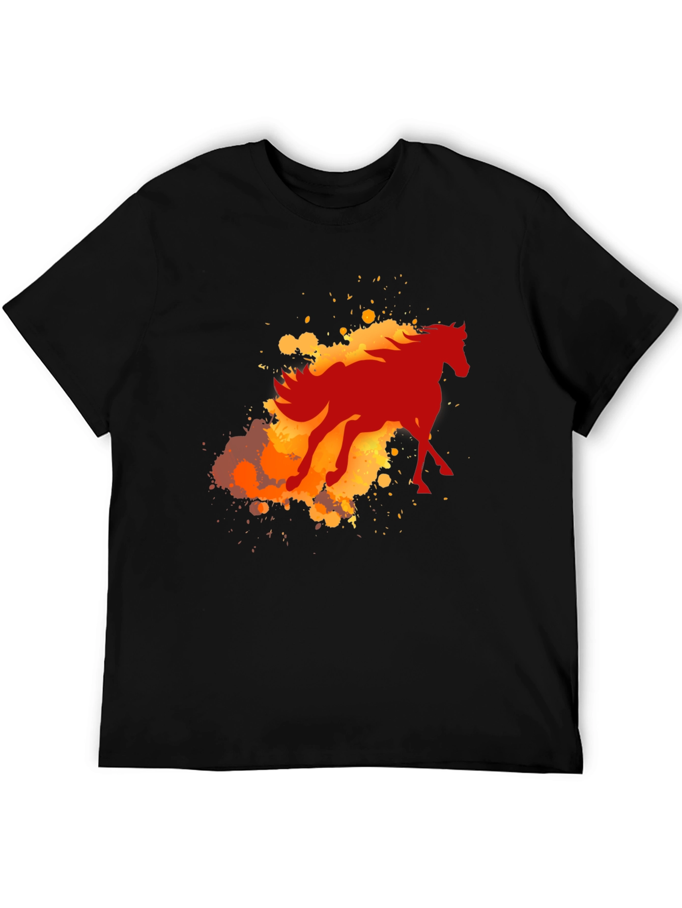 Fiery Horse Graphic Tee - Black Cotton Blend