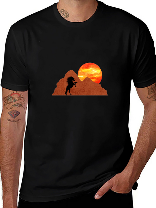 Horse Silhouette Sunset Graphic Tee