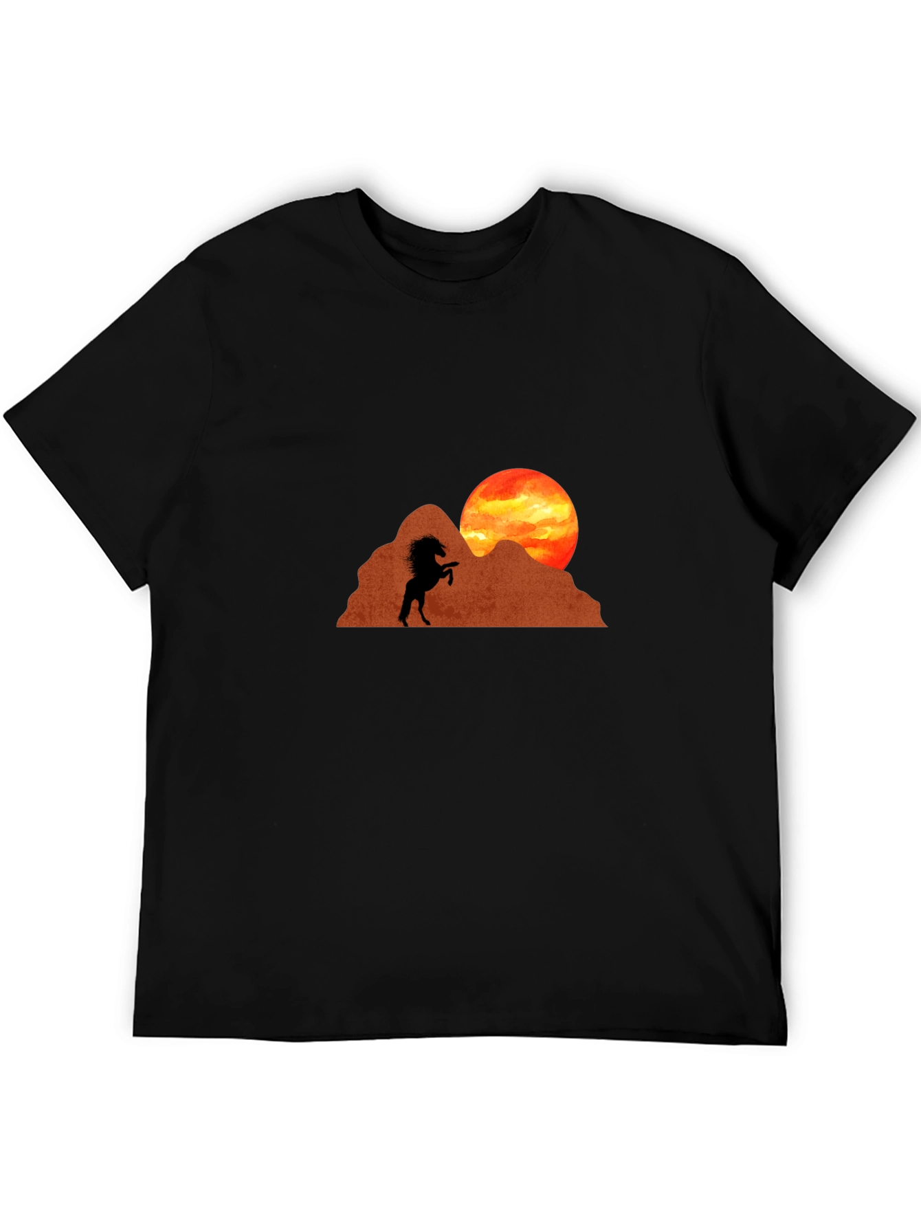 Horse Silhouette Sunset Graphic Tee