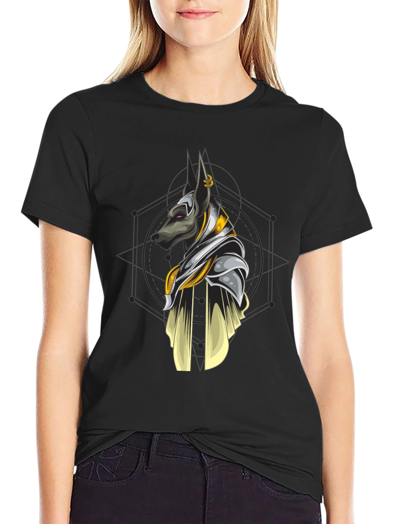 Anubis Graphic Print Black T-Shirt