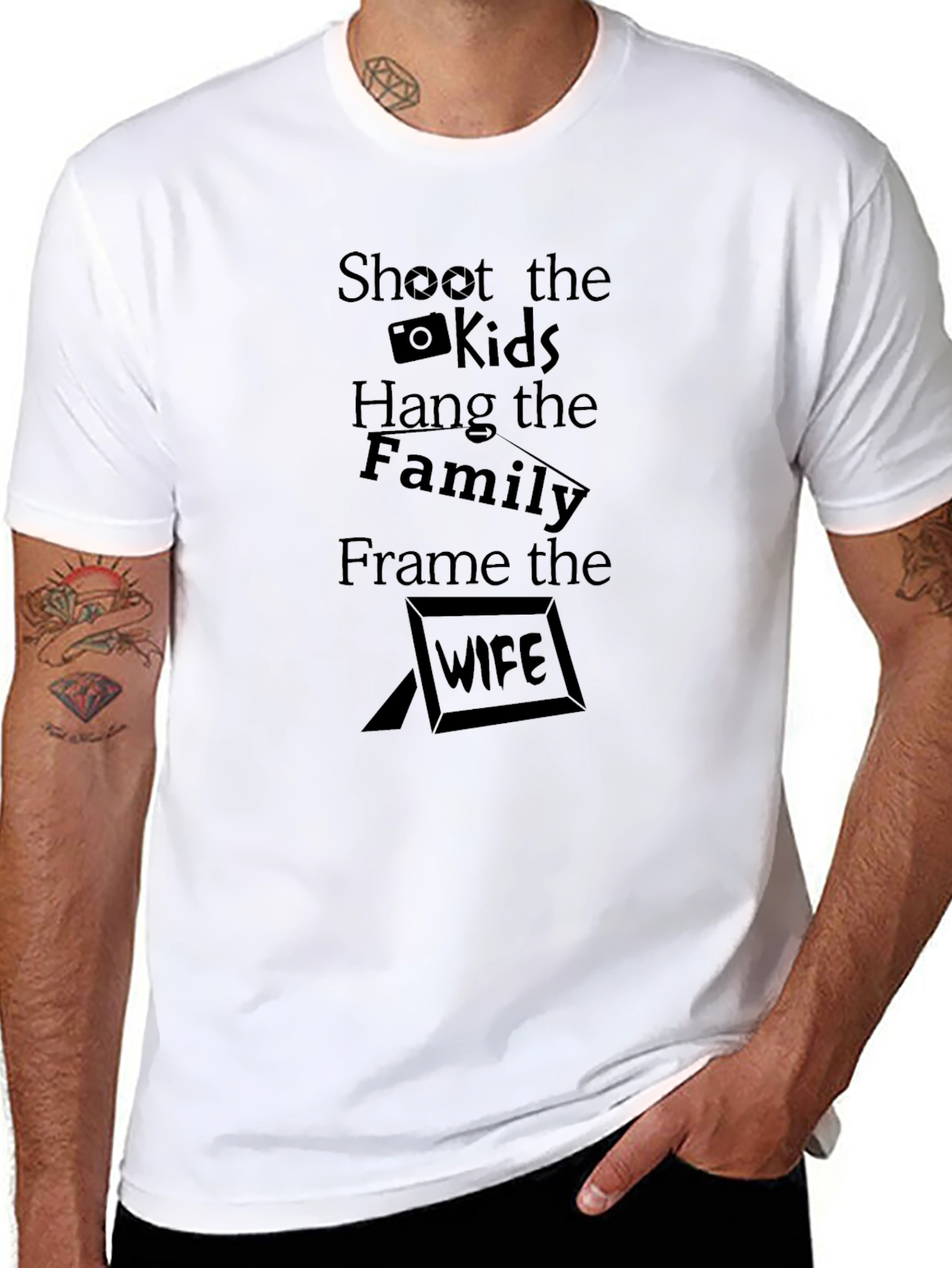 Shoot the Kids Family Wife Funny Graphic T-Shirt