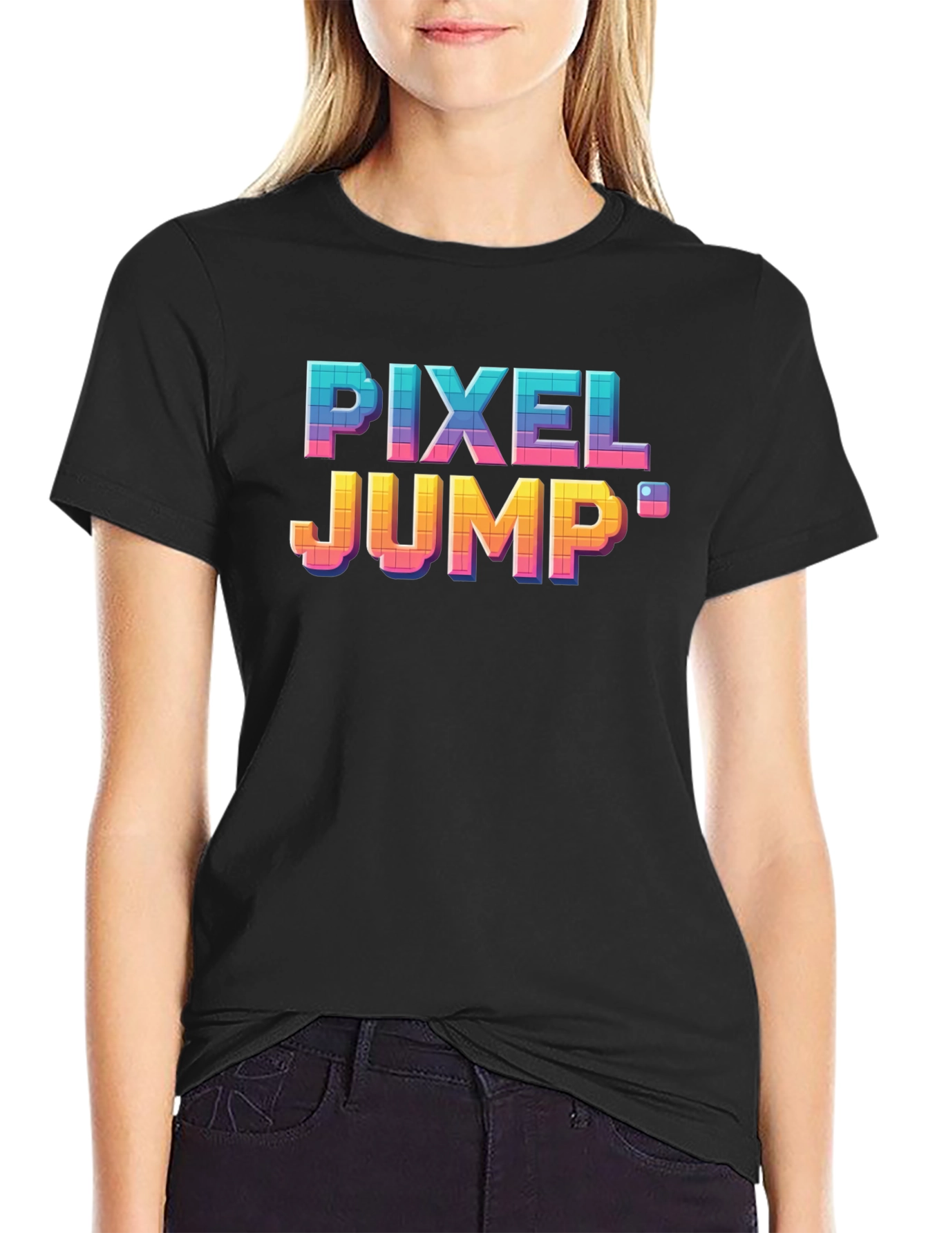 Pixel Jump Retro Gaming T-Shirt - Black