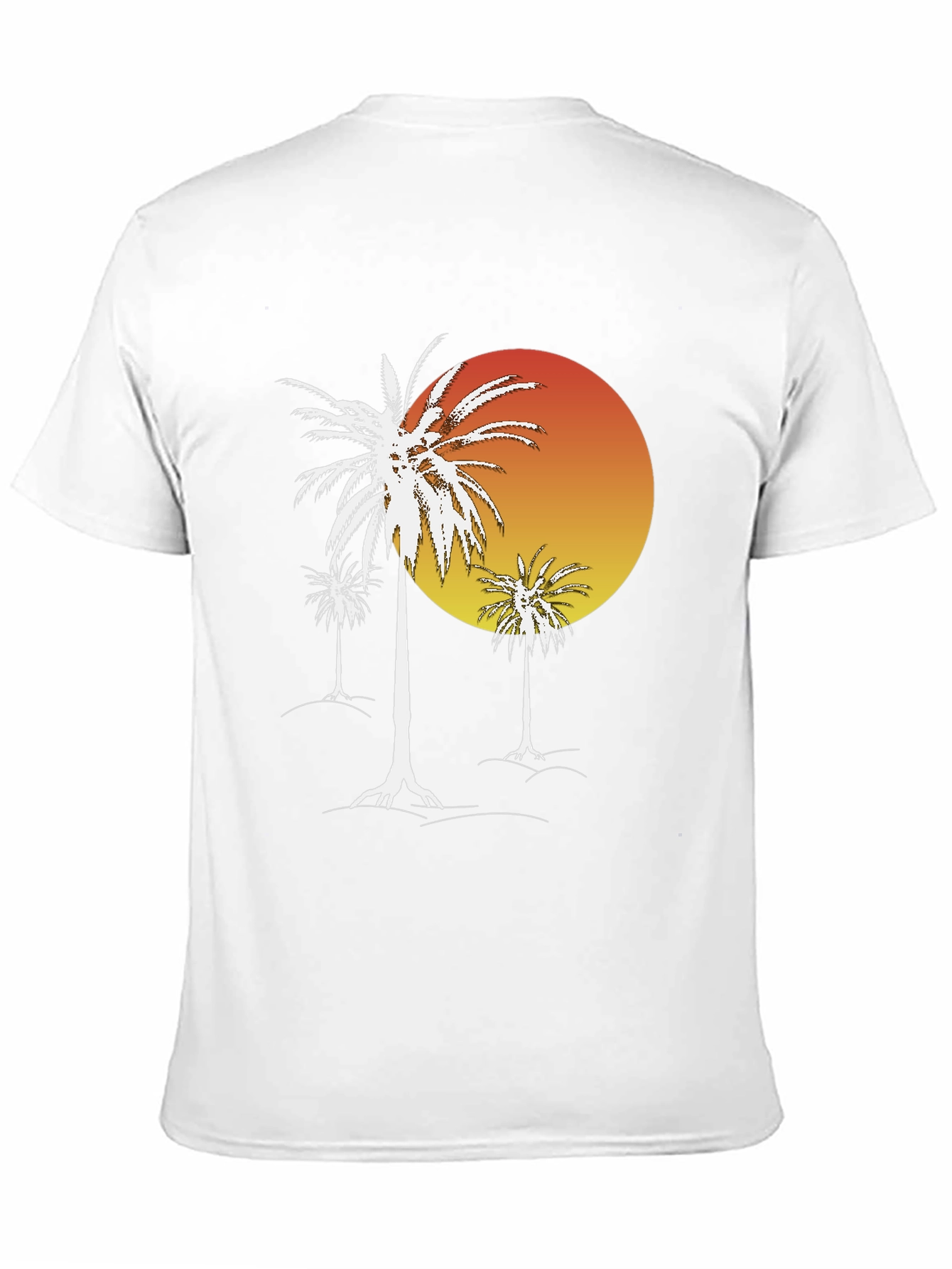 Sunset Palm Tree Graphic T-Shirt - Black