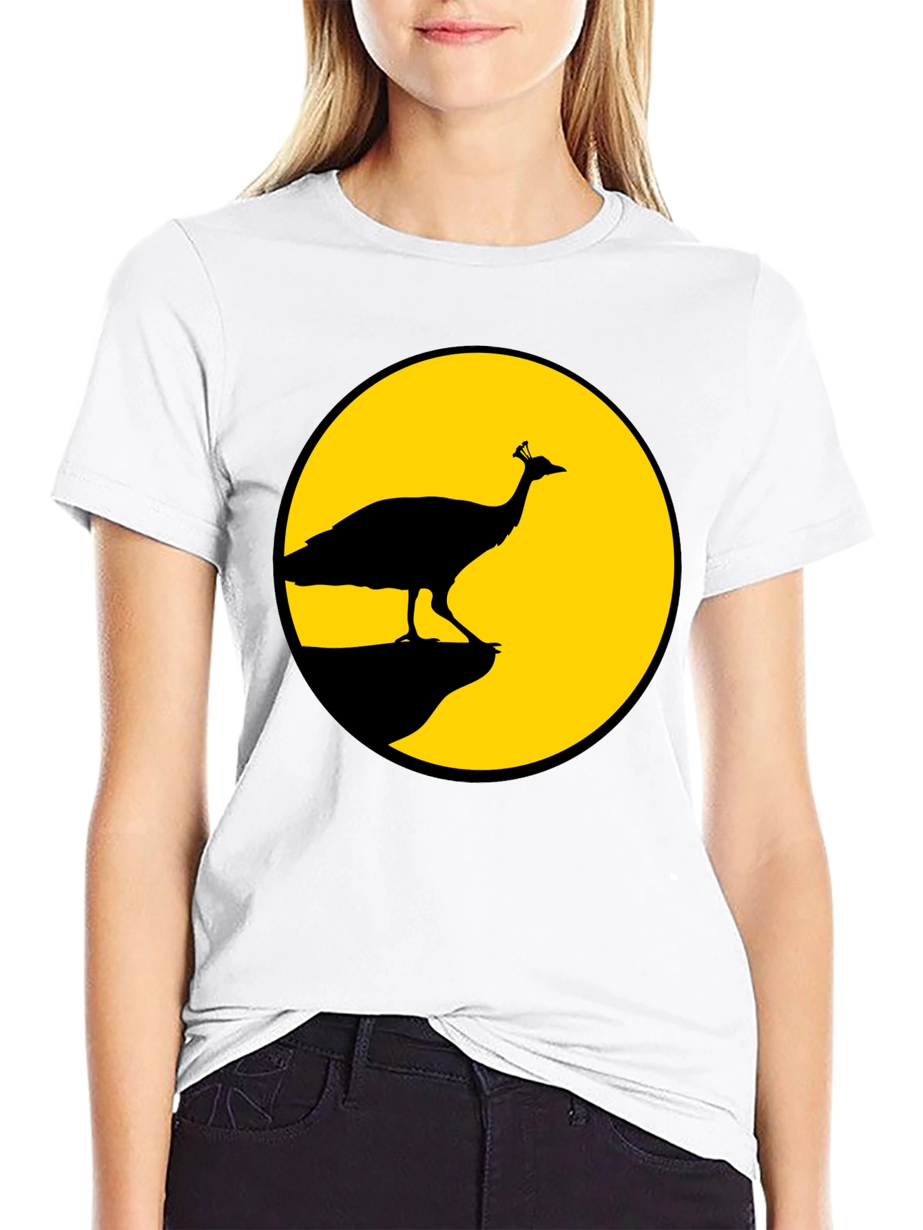 Peacock Silhouette T-Shirt - Black