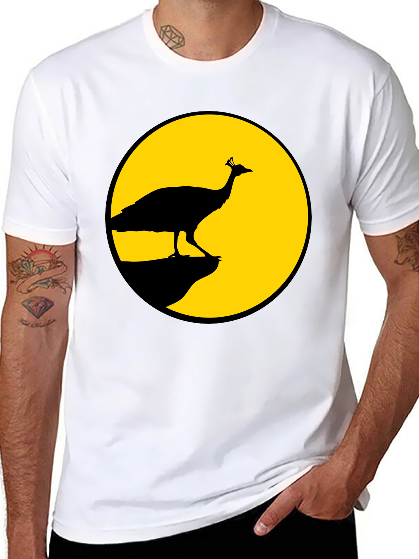 Peacock Silhouette T-Shirt - Black