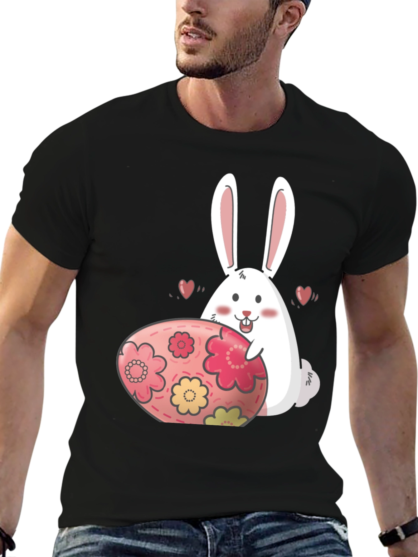 Easter Bunny T-Shirt Cute Egg Floral Design