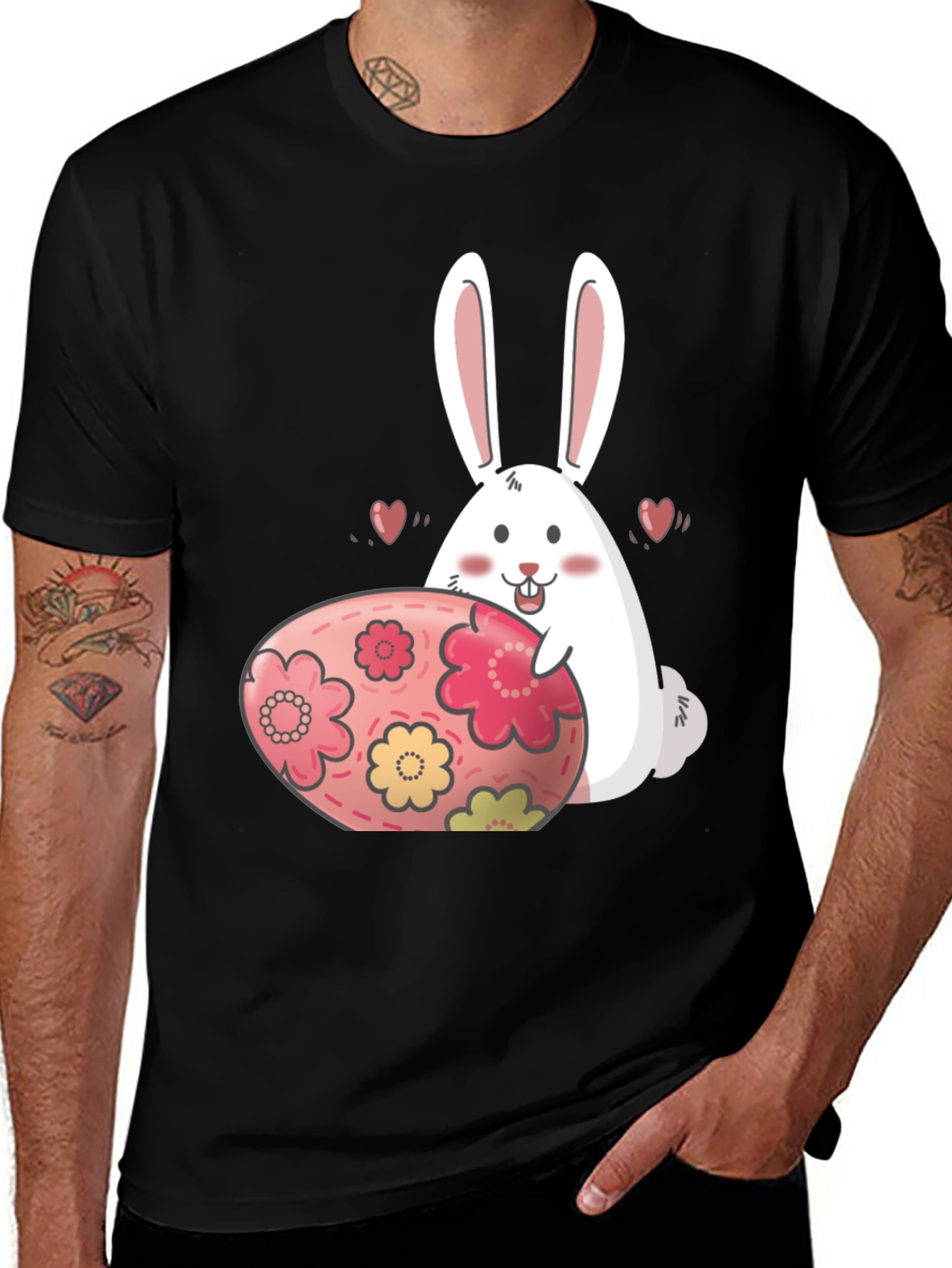 Easter Bunny T-Shirt Cute Egg Floral Design