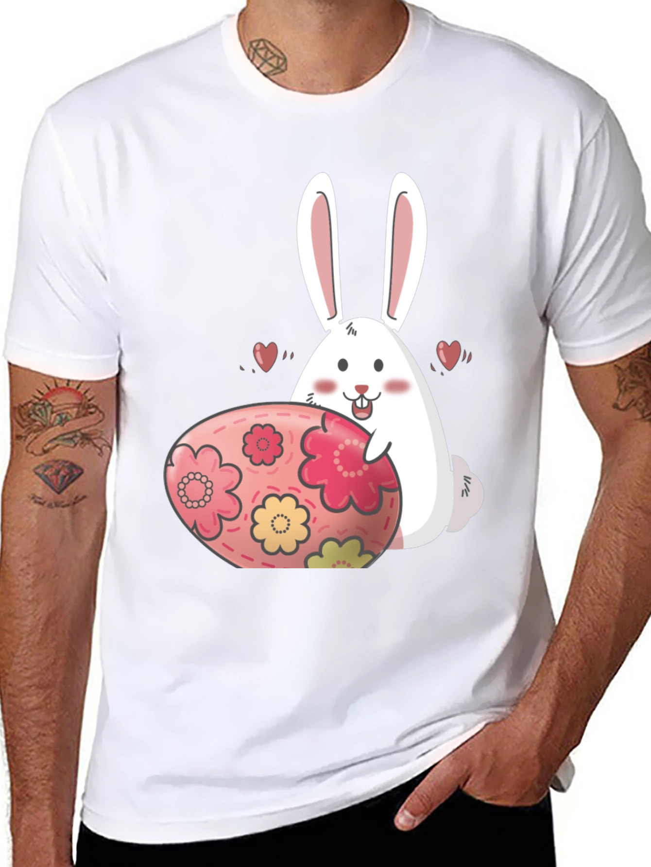 Easter Bunny T-Shirt Cute Egg Floral Design