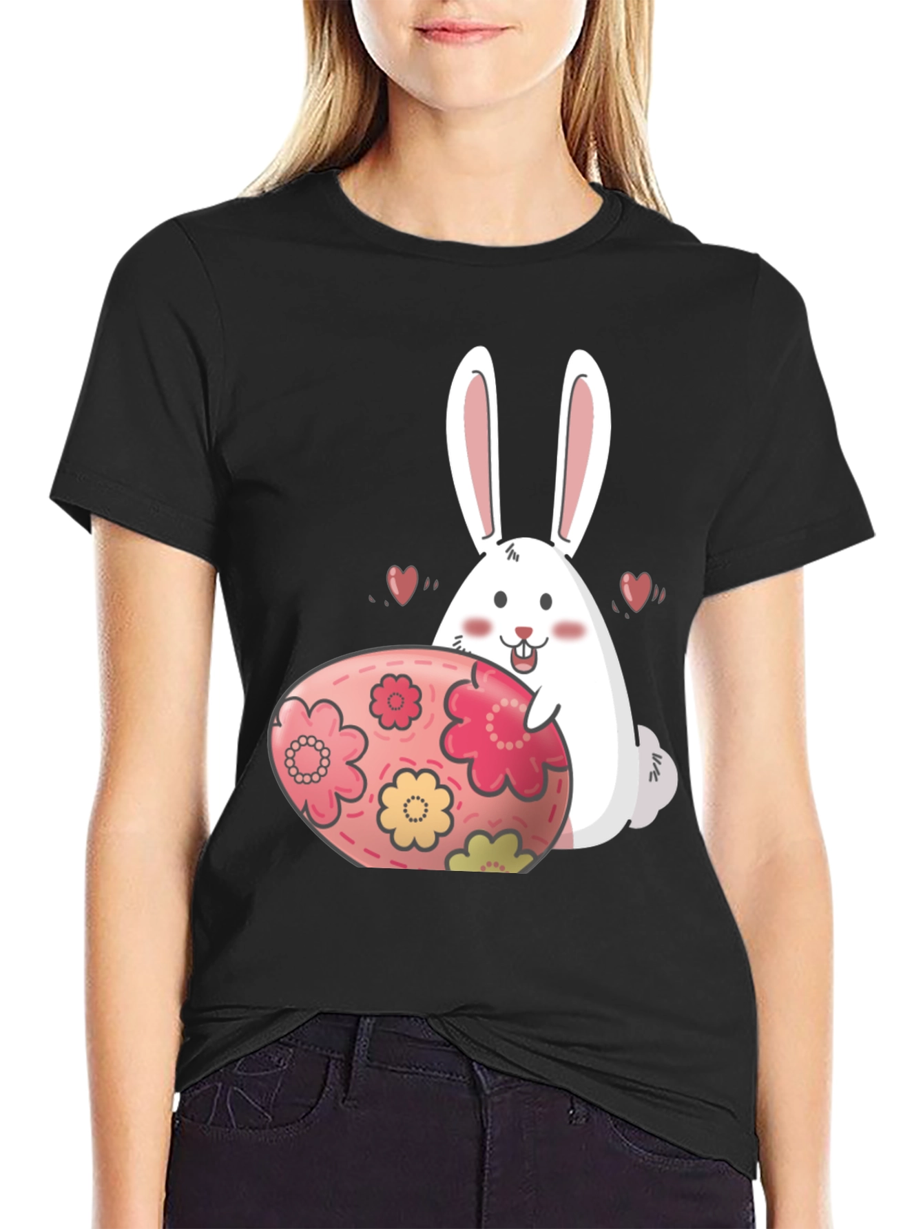 Easter Bunny T-Shirt Cute Egg Floral Design