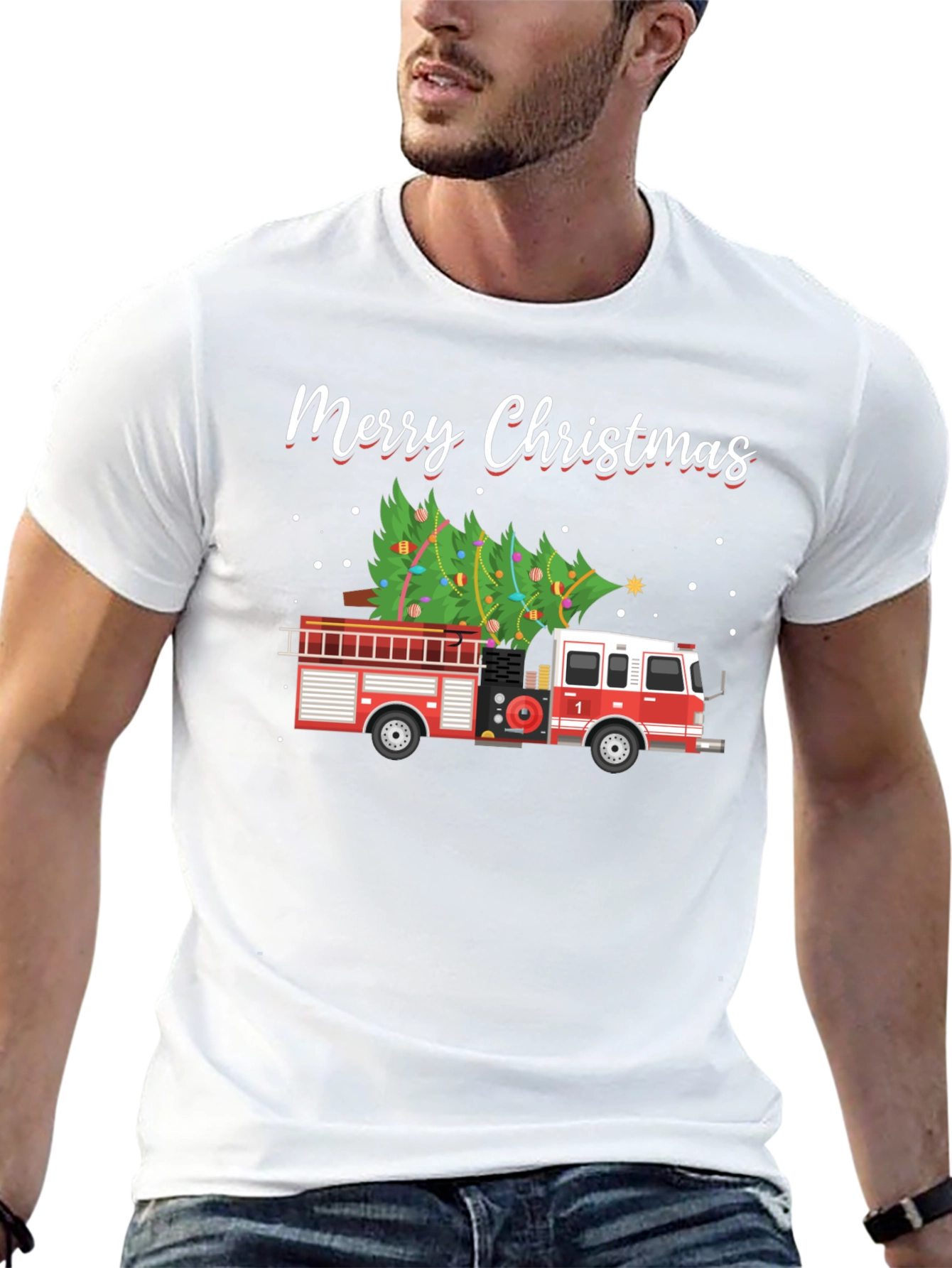 Merry Christmas Fire Truck T-Shirt