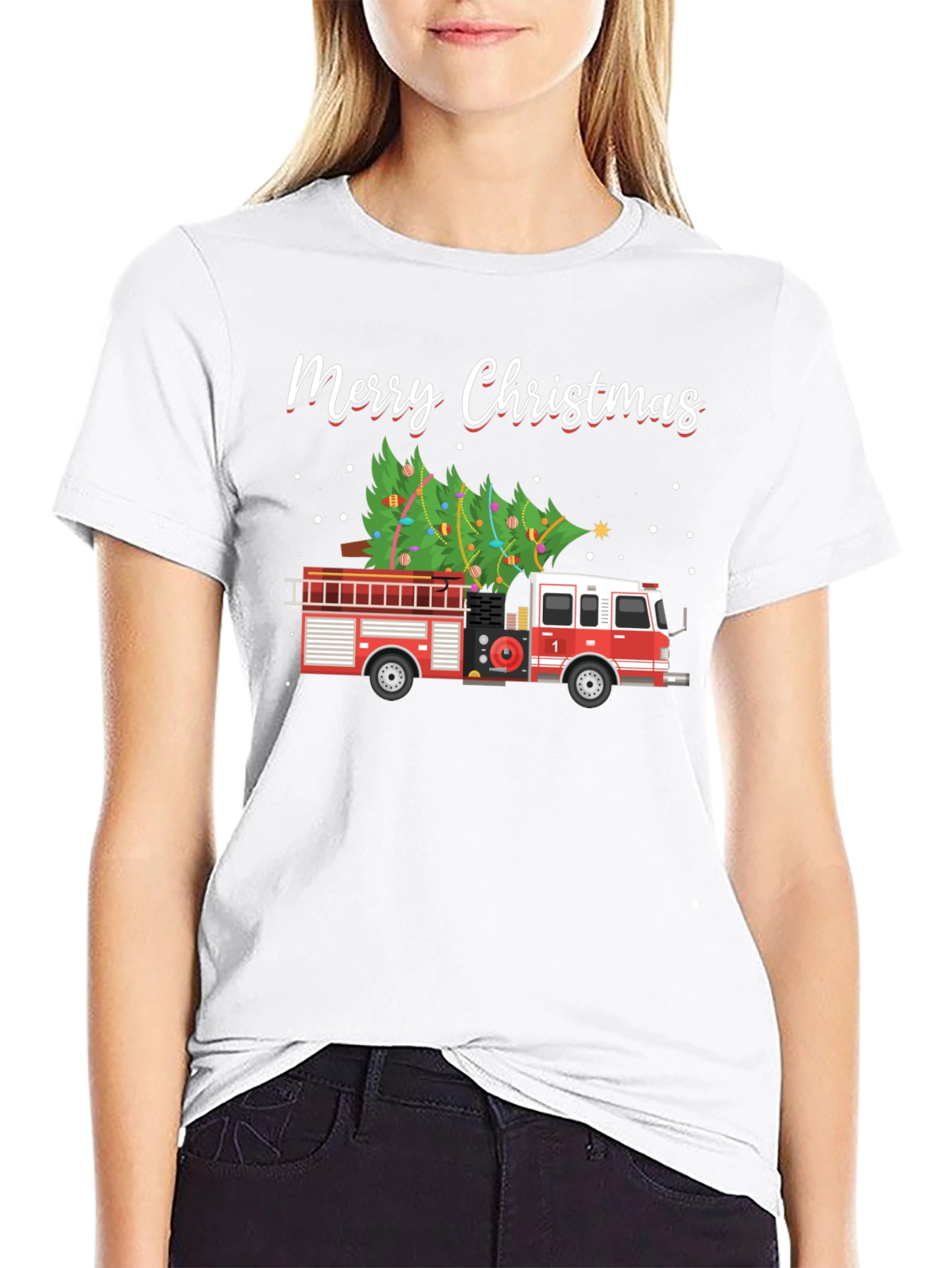 Merry Christmas Fire Truck T-Shirt