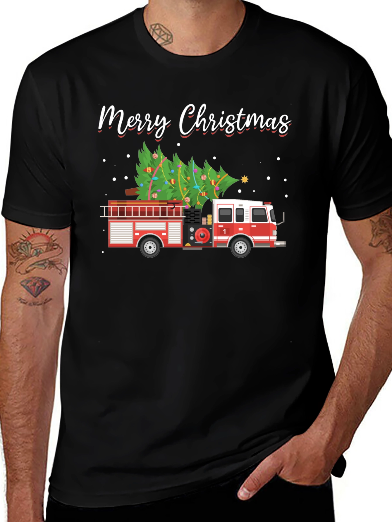 Merry Christmas Fire Truck T-Shirt