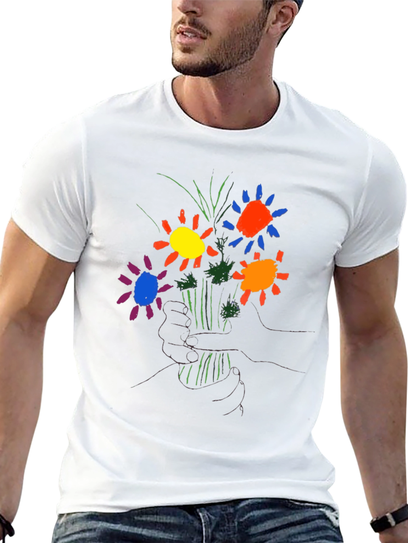 Floral Graphic T-Shirt - Hand Drawn Style